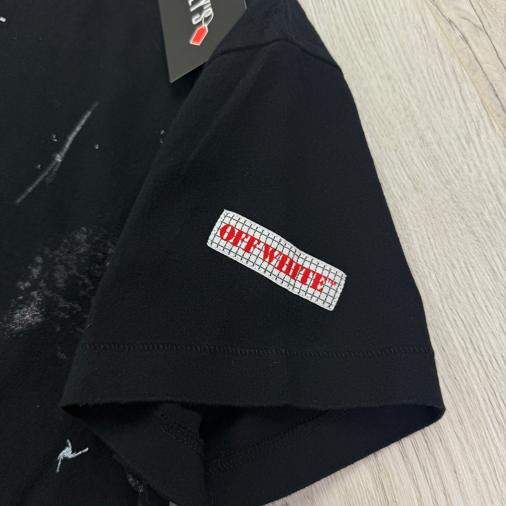 Off White Black Distressed Paint Splatter T-shirt