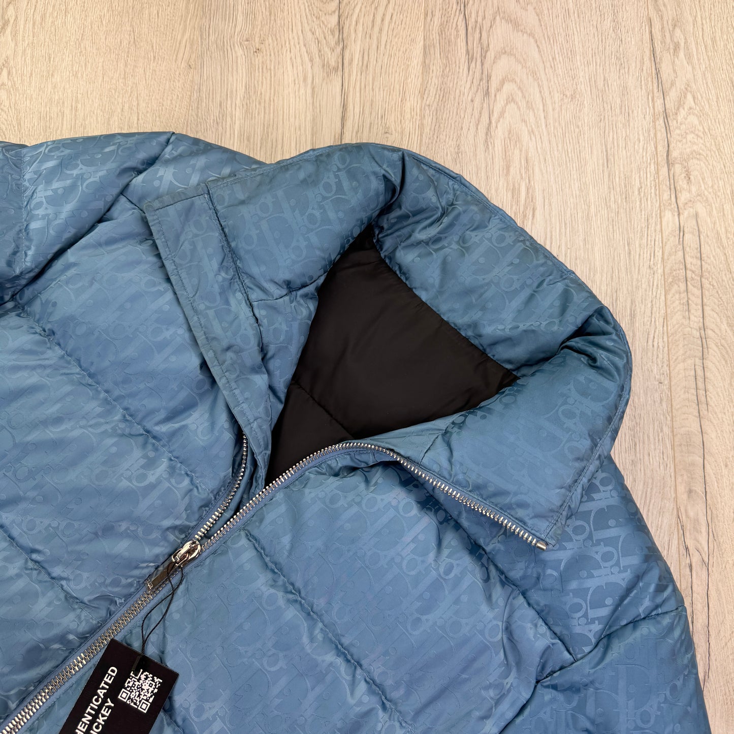 Dior Men’s Baby Blue Zip-up Oblique Down Jacket - 46