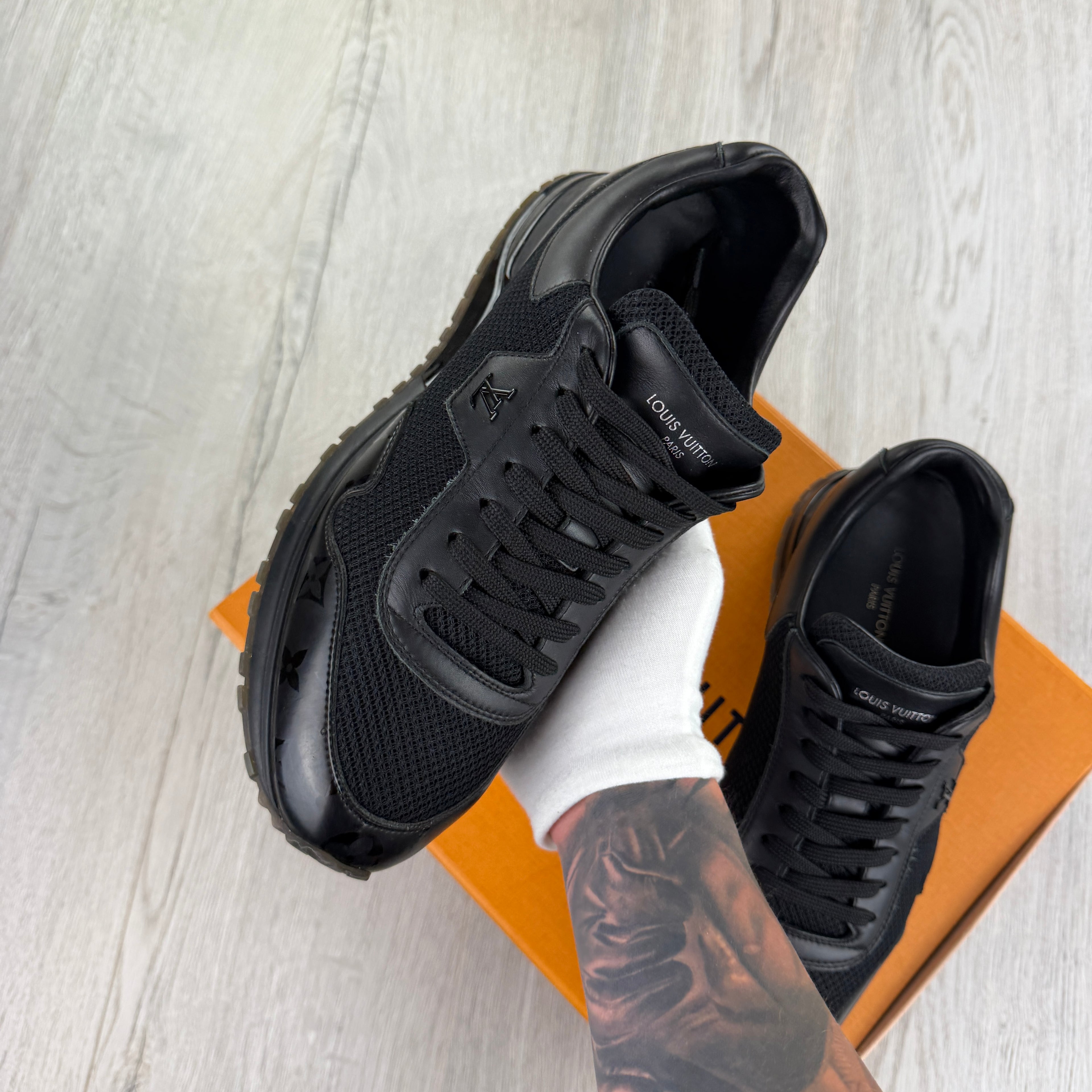 Louis Vuitton Men’s Black Monogram Leather Sneakers - Uk 8 (Fit 8.5)