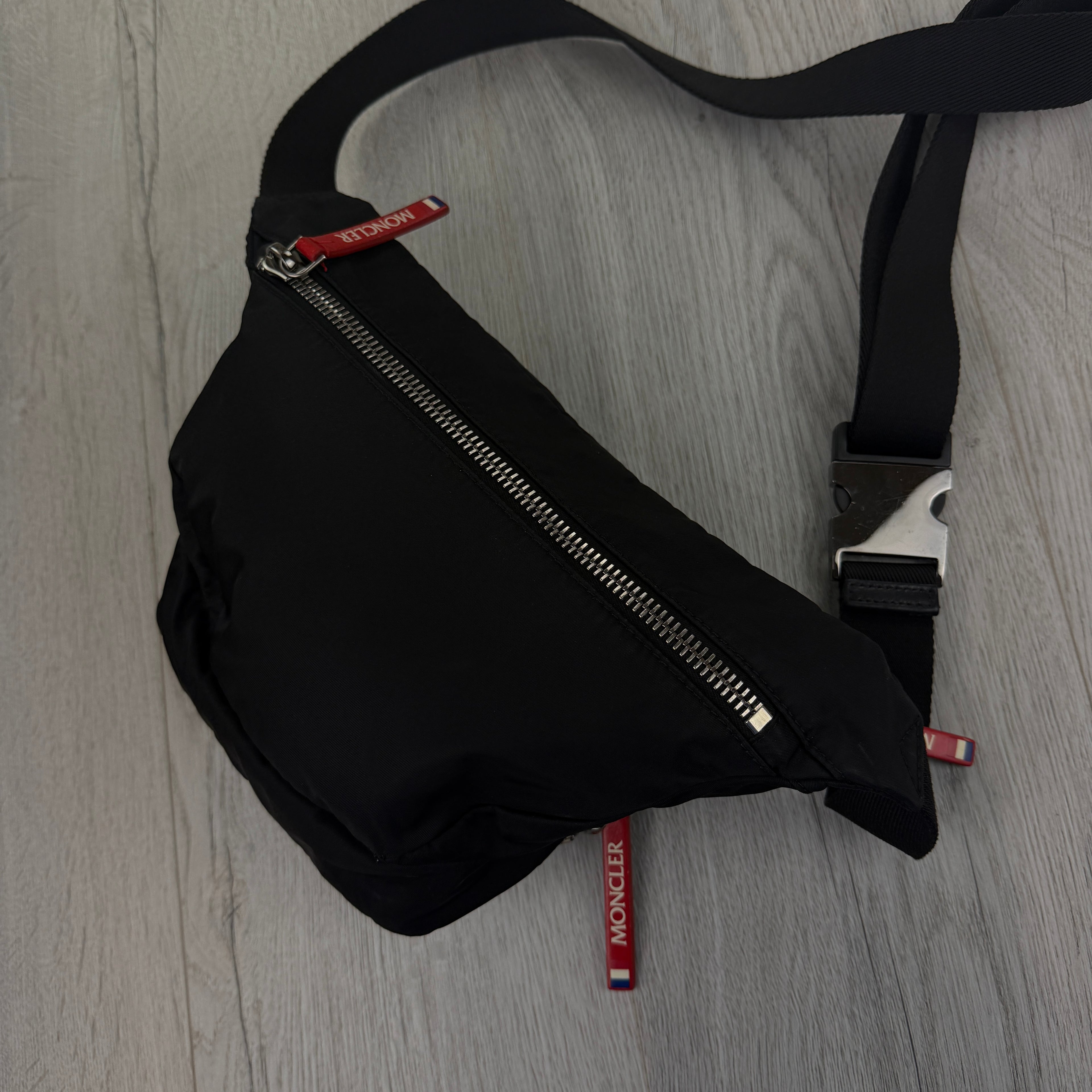 Moncler Men’s Durance Black & Red Badge Belt Bag