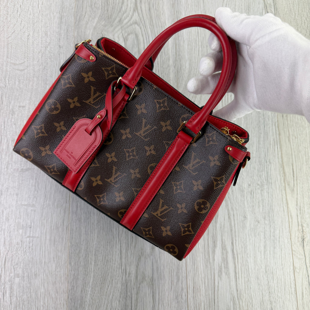Louis Vuitton Women’s Soufflot Tote BB Brown/Red Canvas/Leather