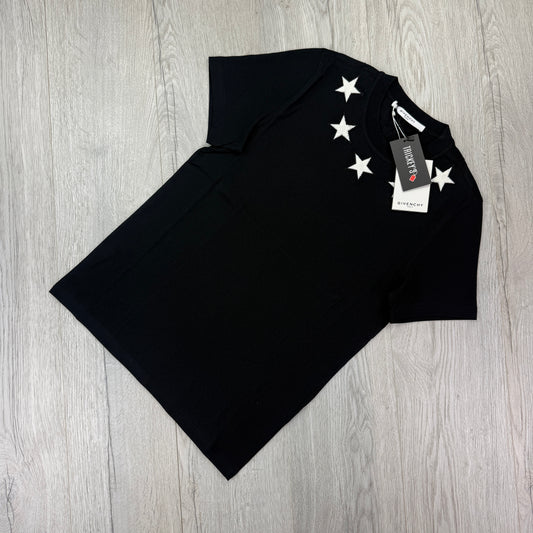 Givenchy Men’s Black T-shirt Neckline White Stars