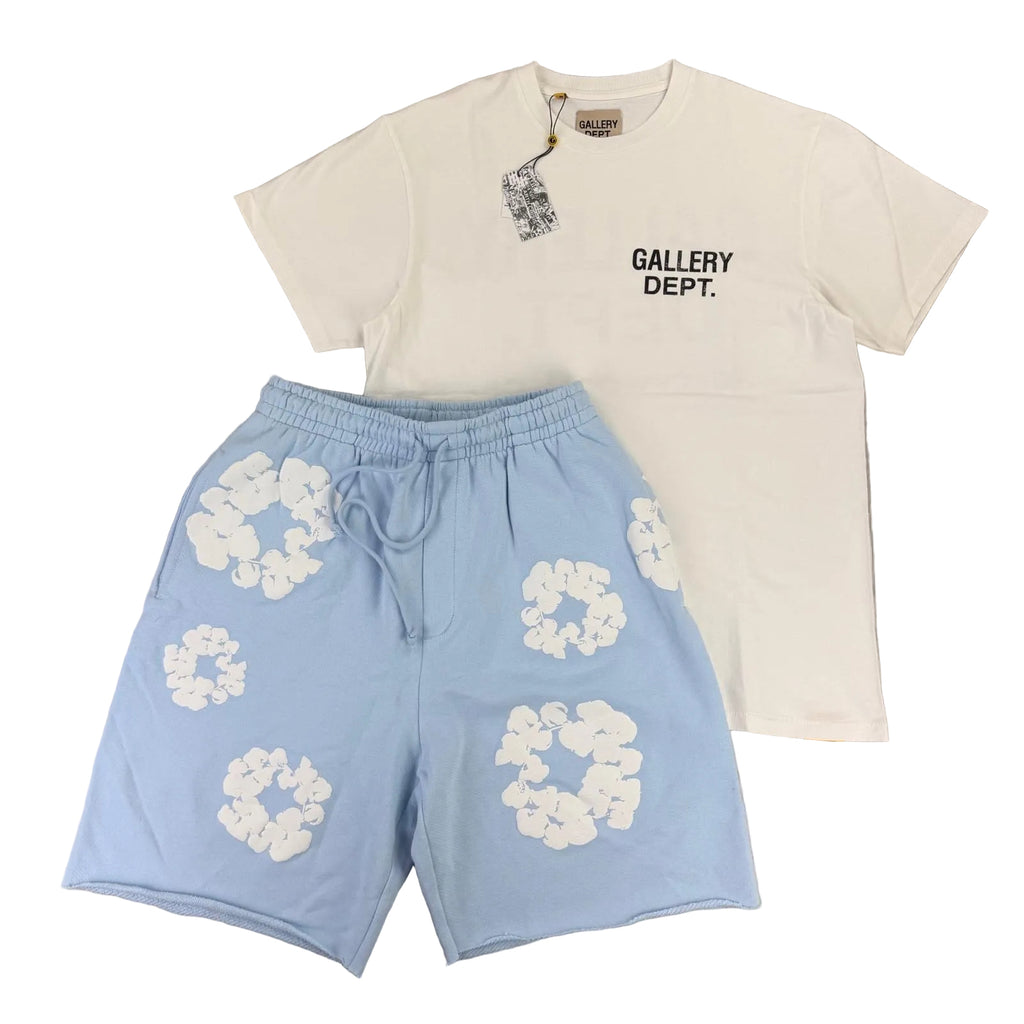Gallery Dept Men’s White T-shirt & Denim Tears Shorts Set