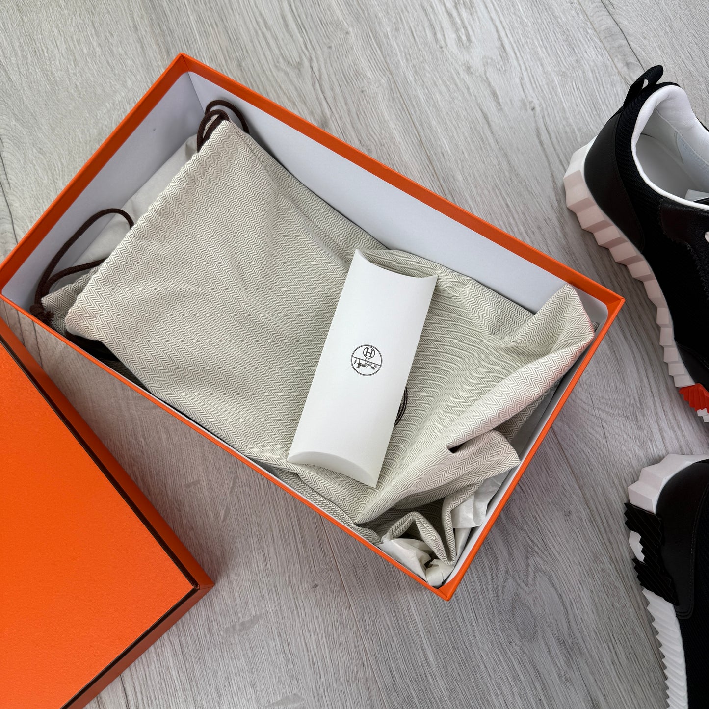 Hermes Men’s Black & White Bouncing Sneakers - Uk 8.5