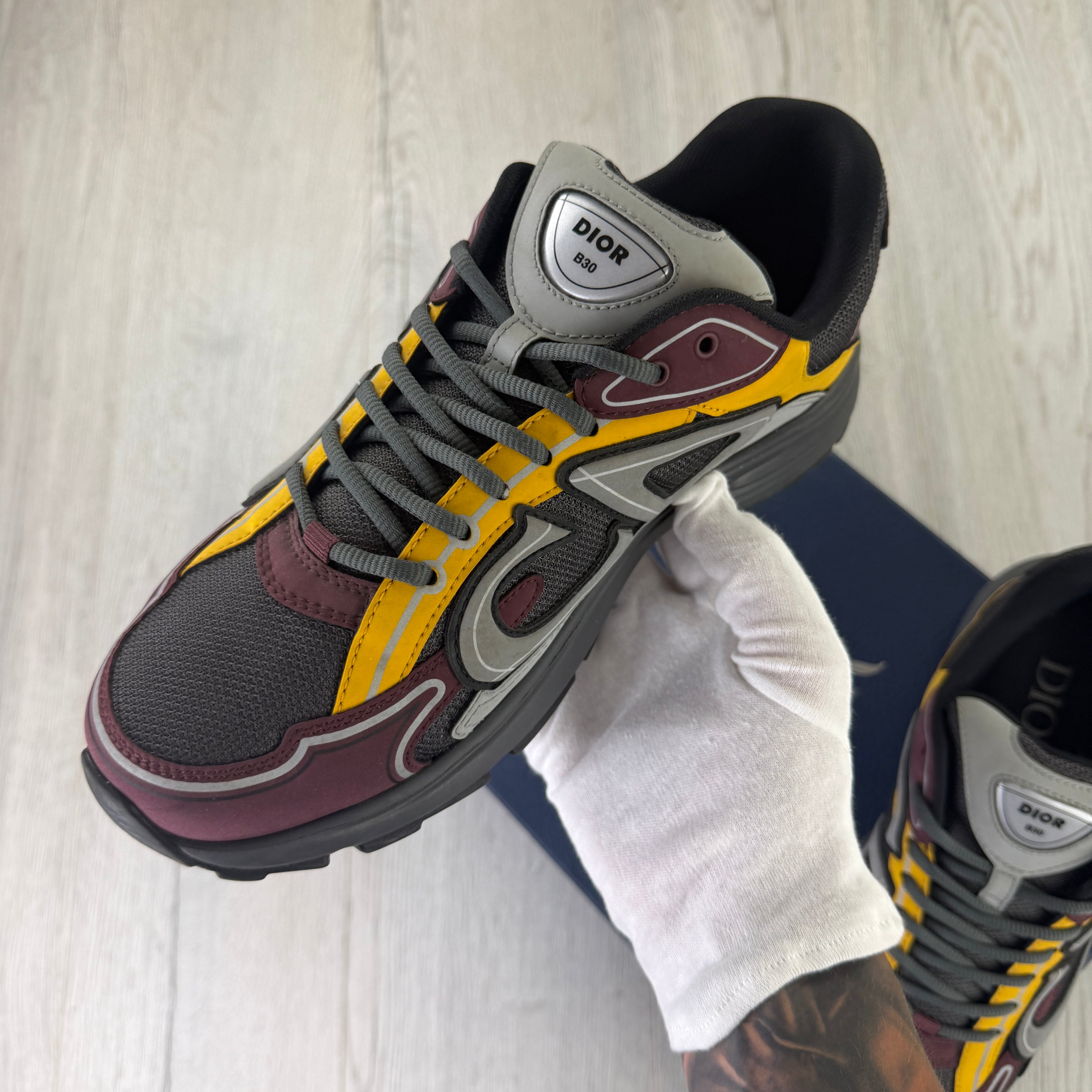 Dior B30 Men’s Burgundy / Yellow Trainers - 43 (Uk 9)