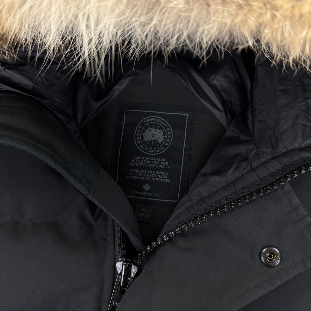 Canada Goose Men’s Black Badge  Carson Parka Jacket With Fur - Small