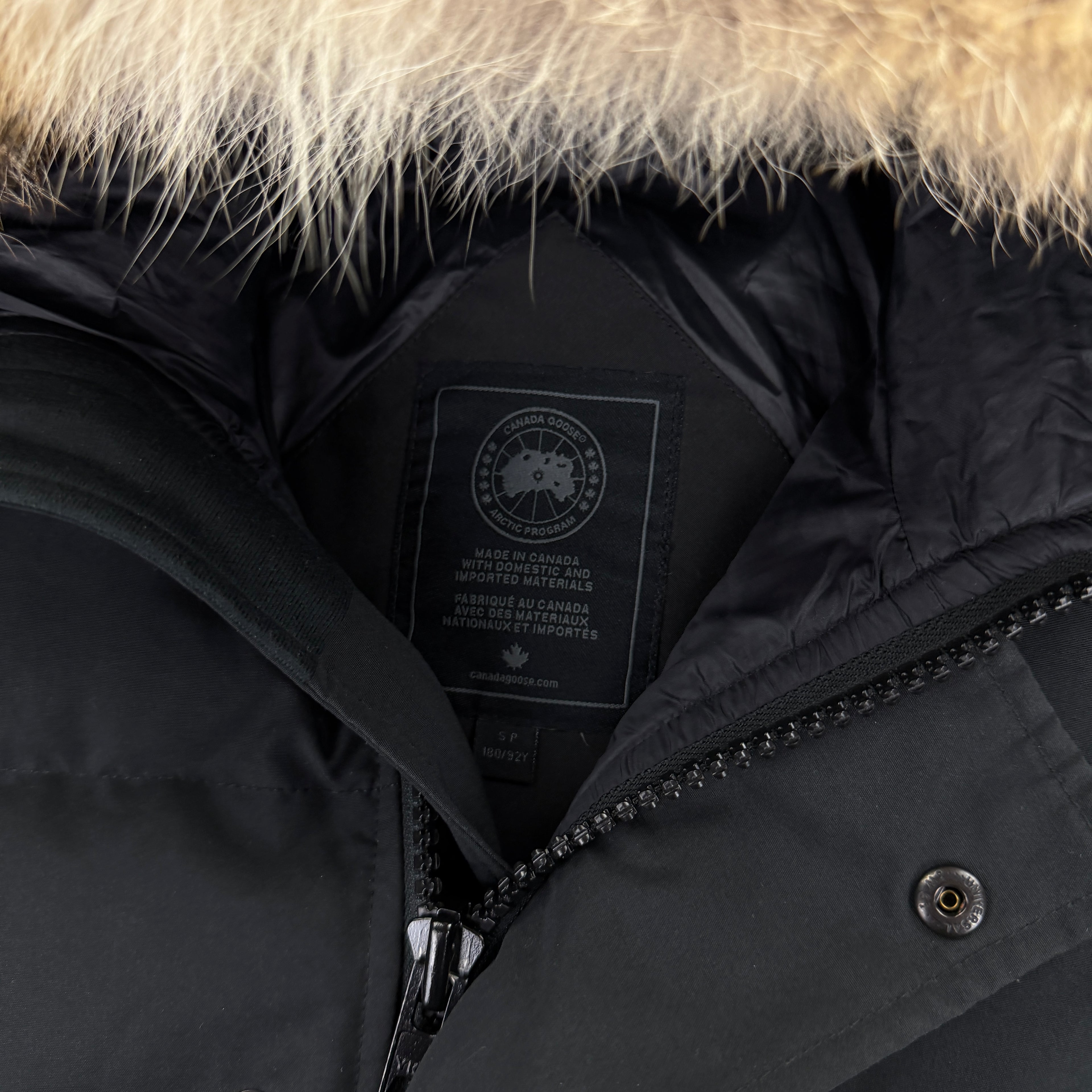 Canada Goose Men’s Black Badge  Carson Parka Jacket With Fur - Small