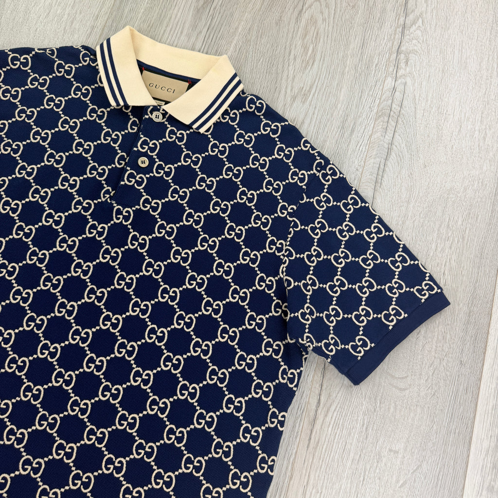 Gucci Men’s Navy GG Interlocking Polo Shirt
