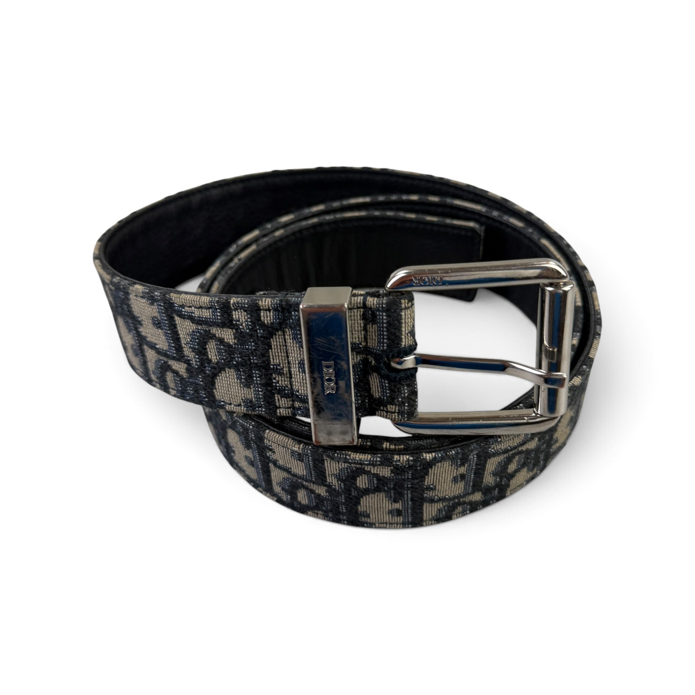 Dior Men’s Oblique Belt With Silver Buckle - 95 (Uk 32-36)