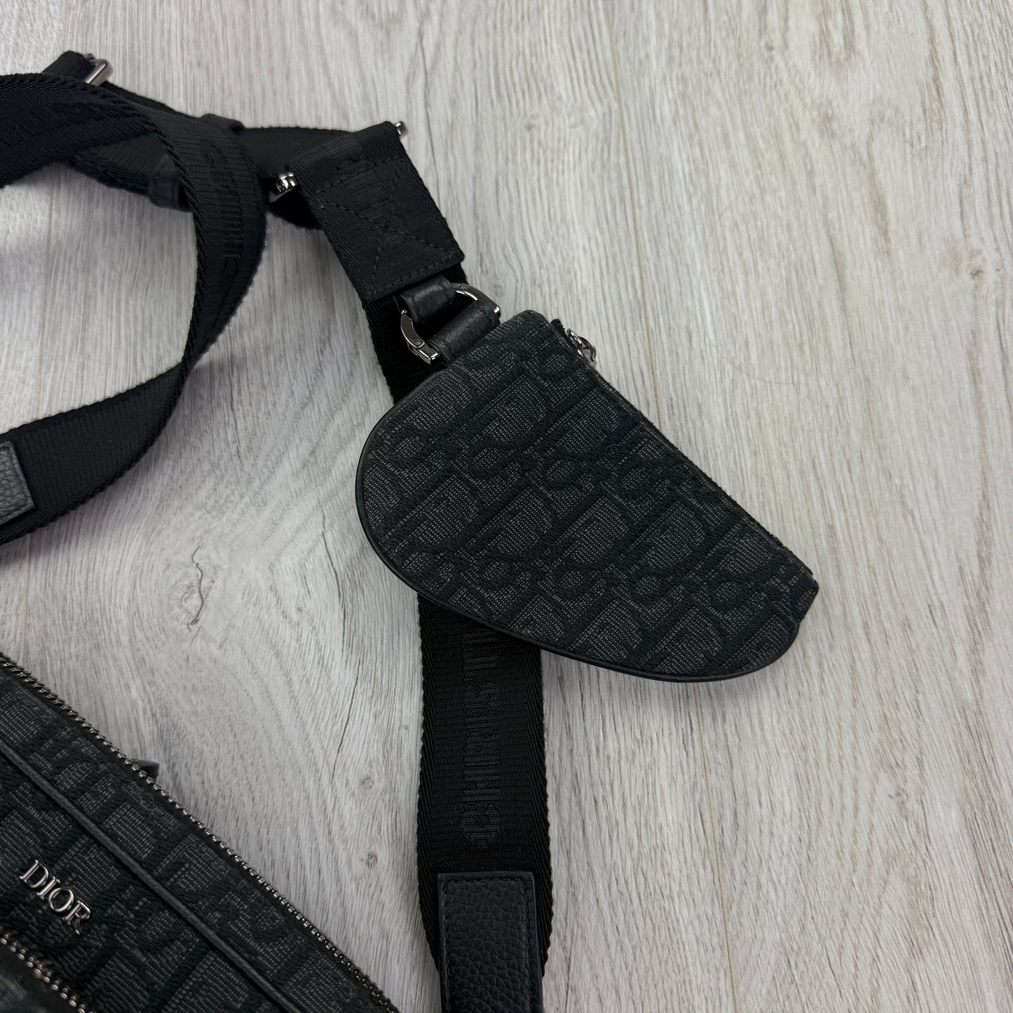 Dior Men’s Black Oblique Trio Saddle Bag