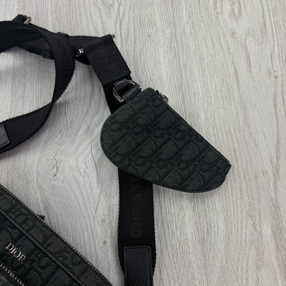 Dior Men’s Black Oblique Trio Saddle Bag