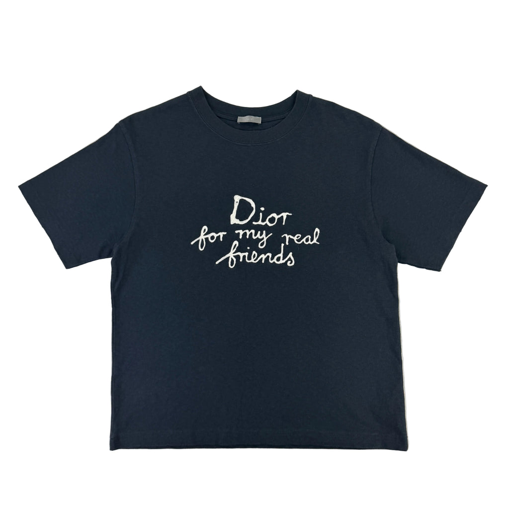 Dior Men’s Navy T-shirt ‘For My Real Friends’ - Small