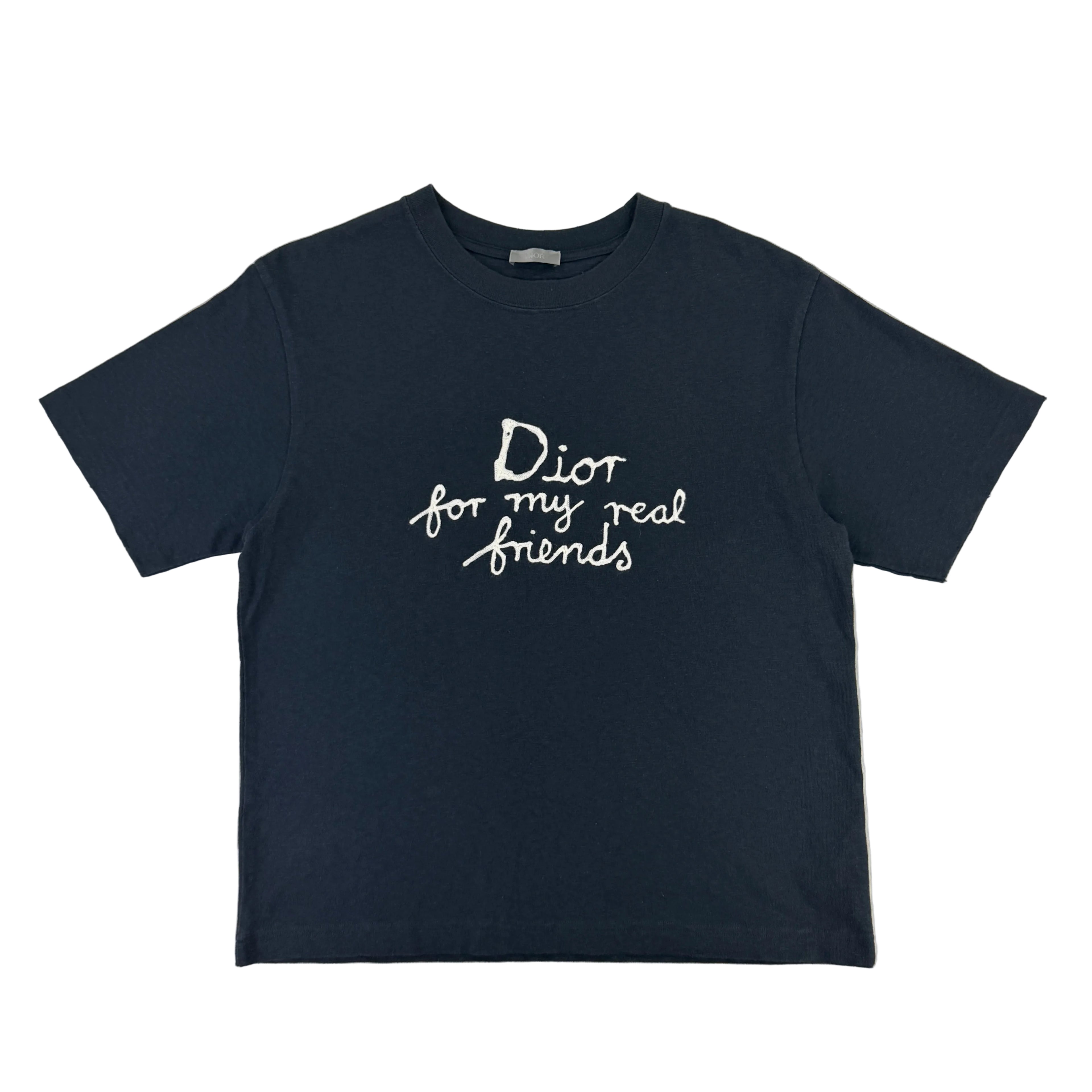 Dior Men’s Navy T-shirt ‘For My Real Friends’ - Small