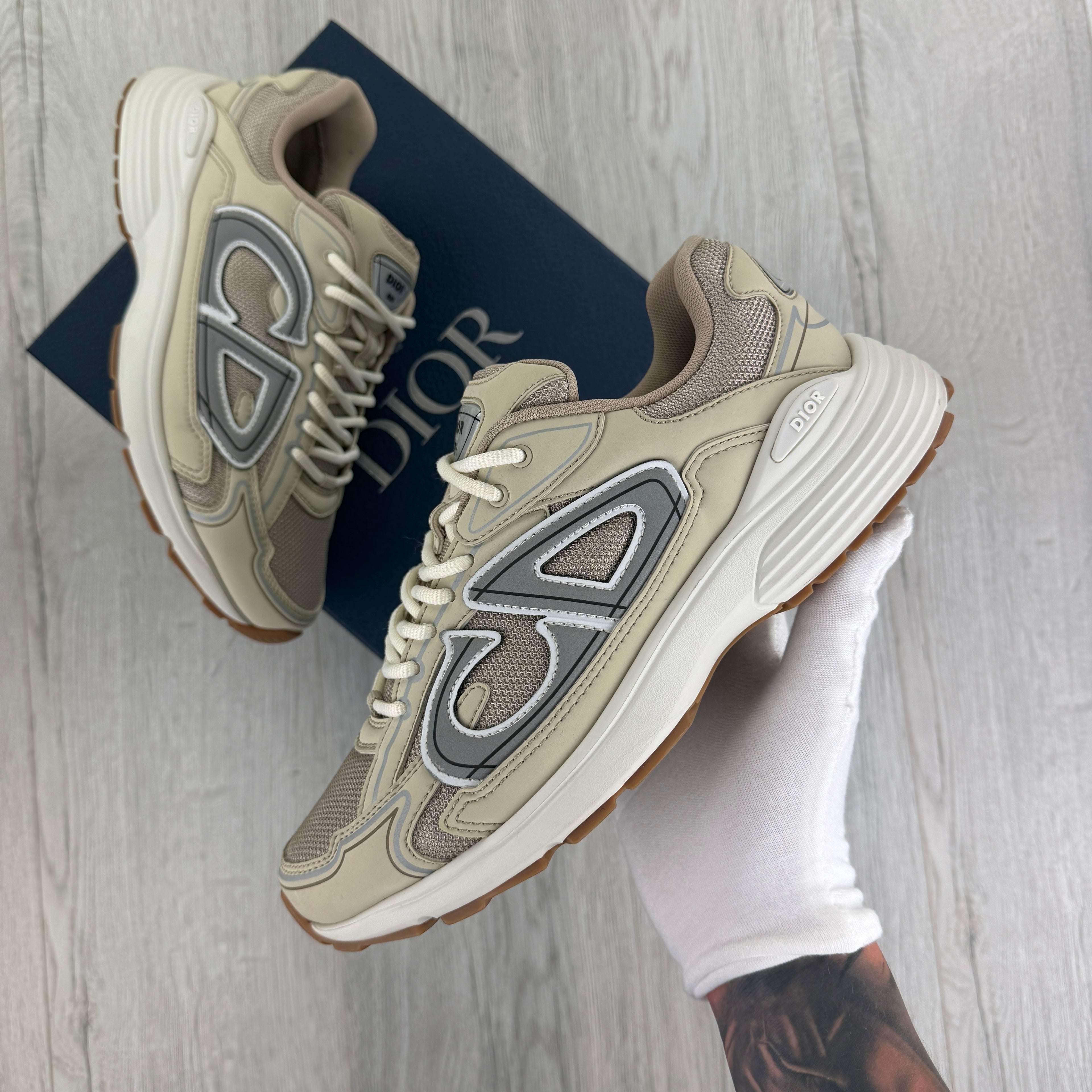 Dior B30 Men’s Cream Mesh and Technical Fabric Trainers - 42.5 (Fit Uk 8.5)