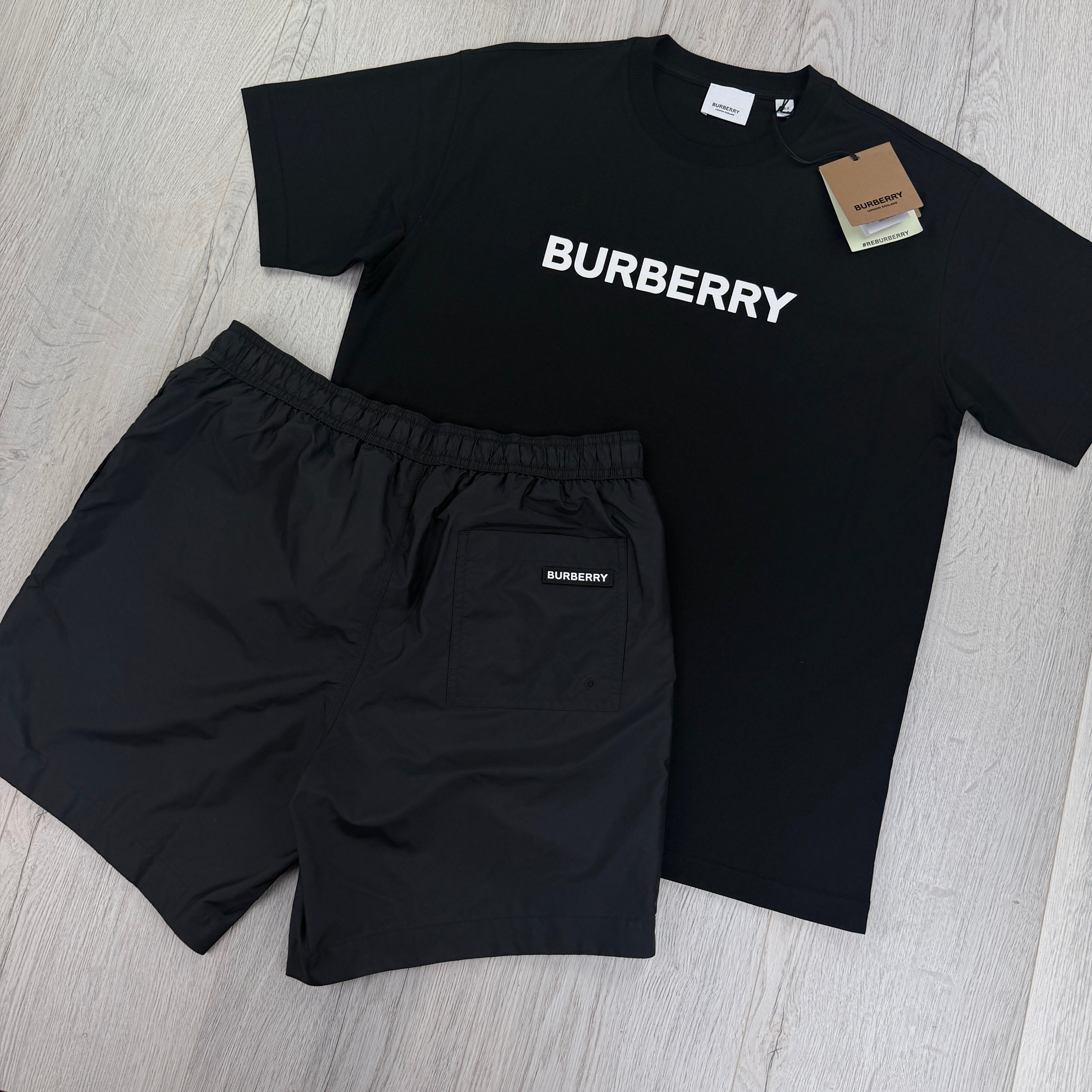 Burberry Men’s Black T-shirt & Shorts Set