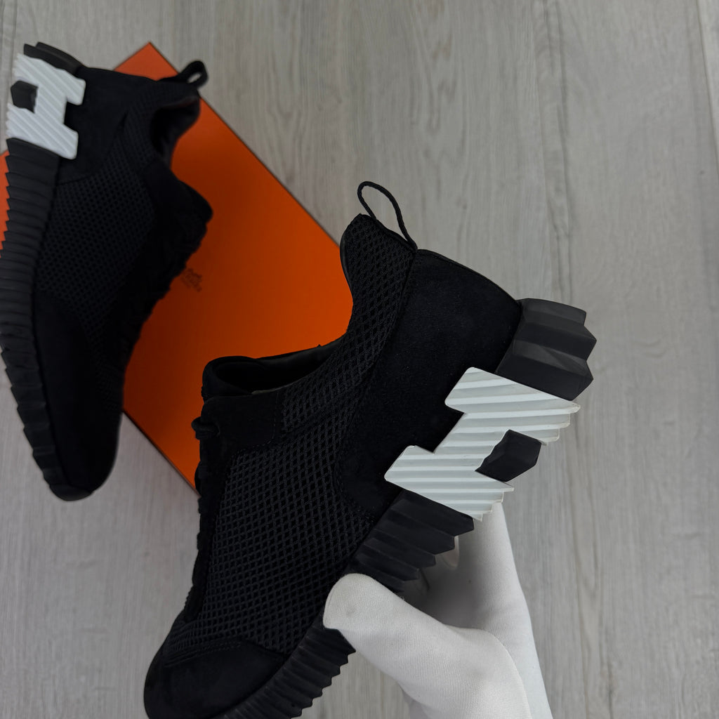 Hermes Men’s Black White Suede Bouncing Sneakers - 46 (Fit Uk 11)