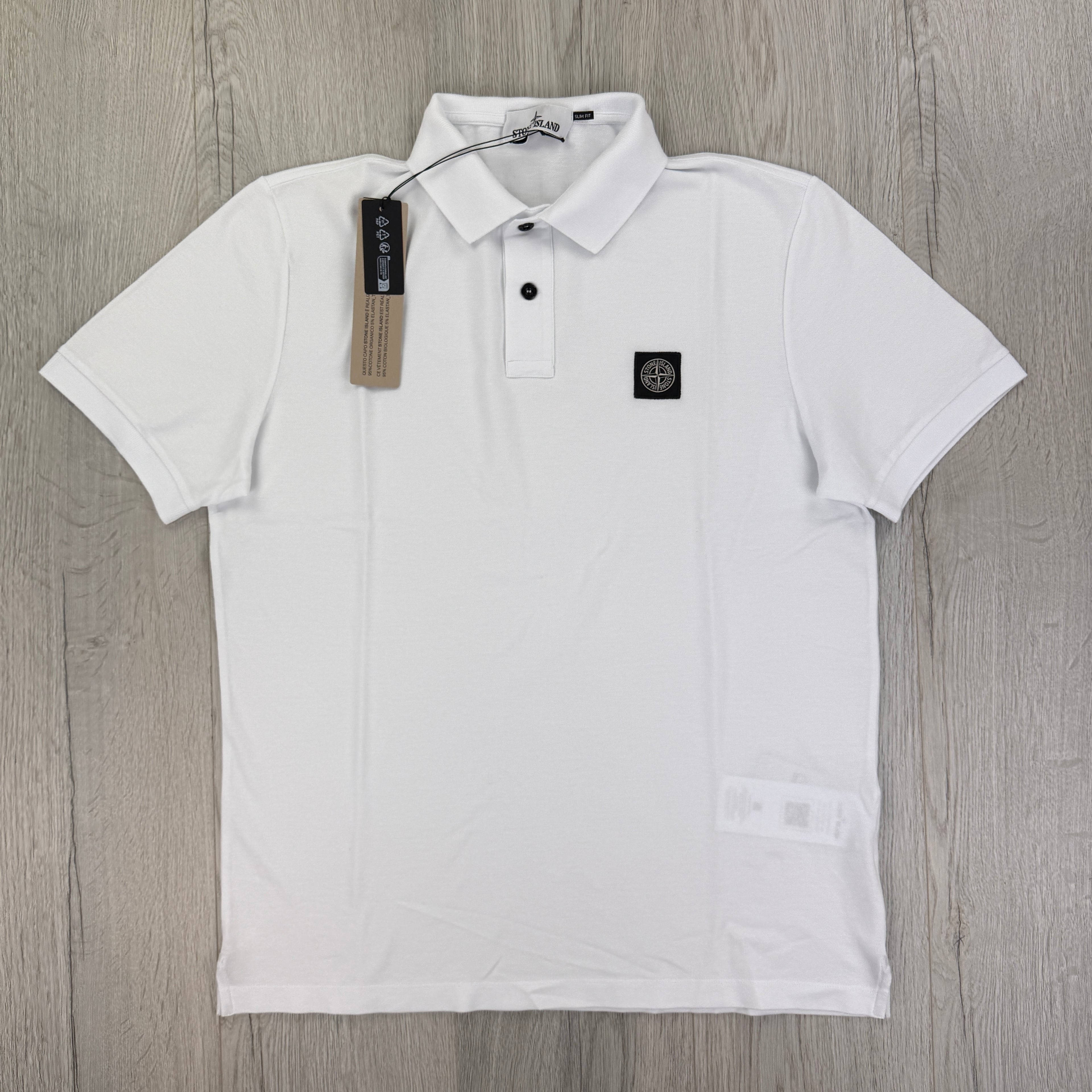 Stone Island Men’s White Short-sleeve Polo - Large