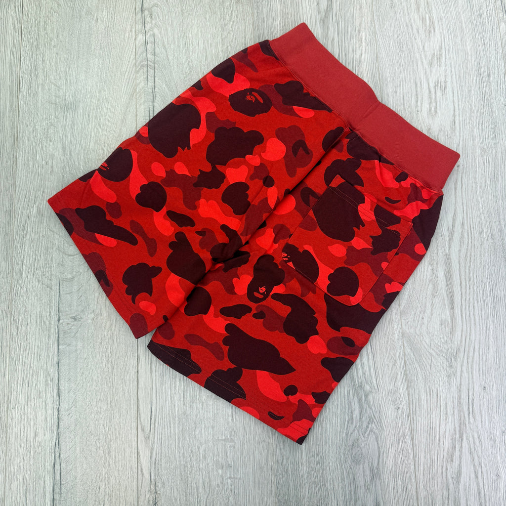 Bape Men’s Red Camo Front Shark Shorts