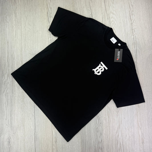 Burberry Men’s Black T-shirt TB Logo - Medium