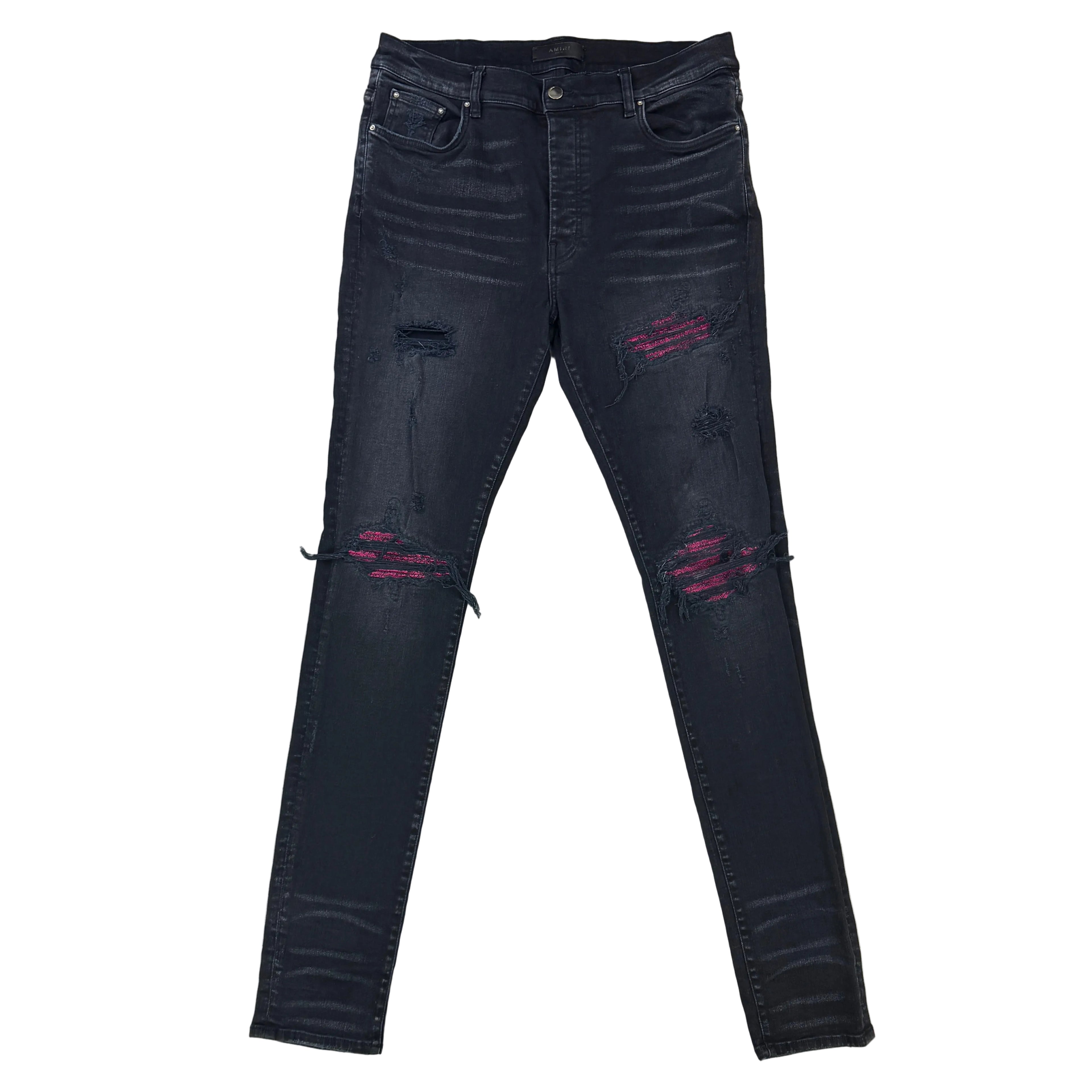 Amiri Men’s MX1 Aged Black Distressed Jeans - Uk 36