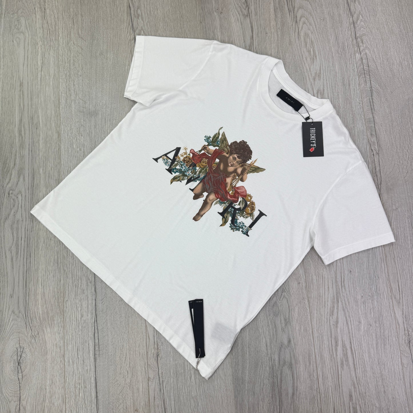 Amiri Men’s White Cherub Logo T-shirt - Medium Oversized