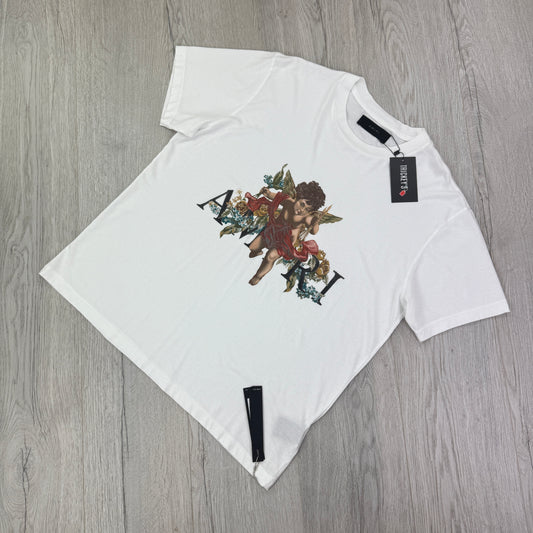 Amiri Men’s White Cherub Logo T-shirt - Medium Oversized