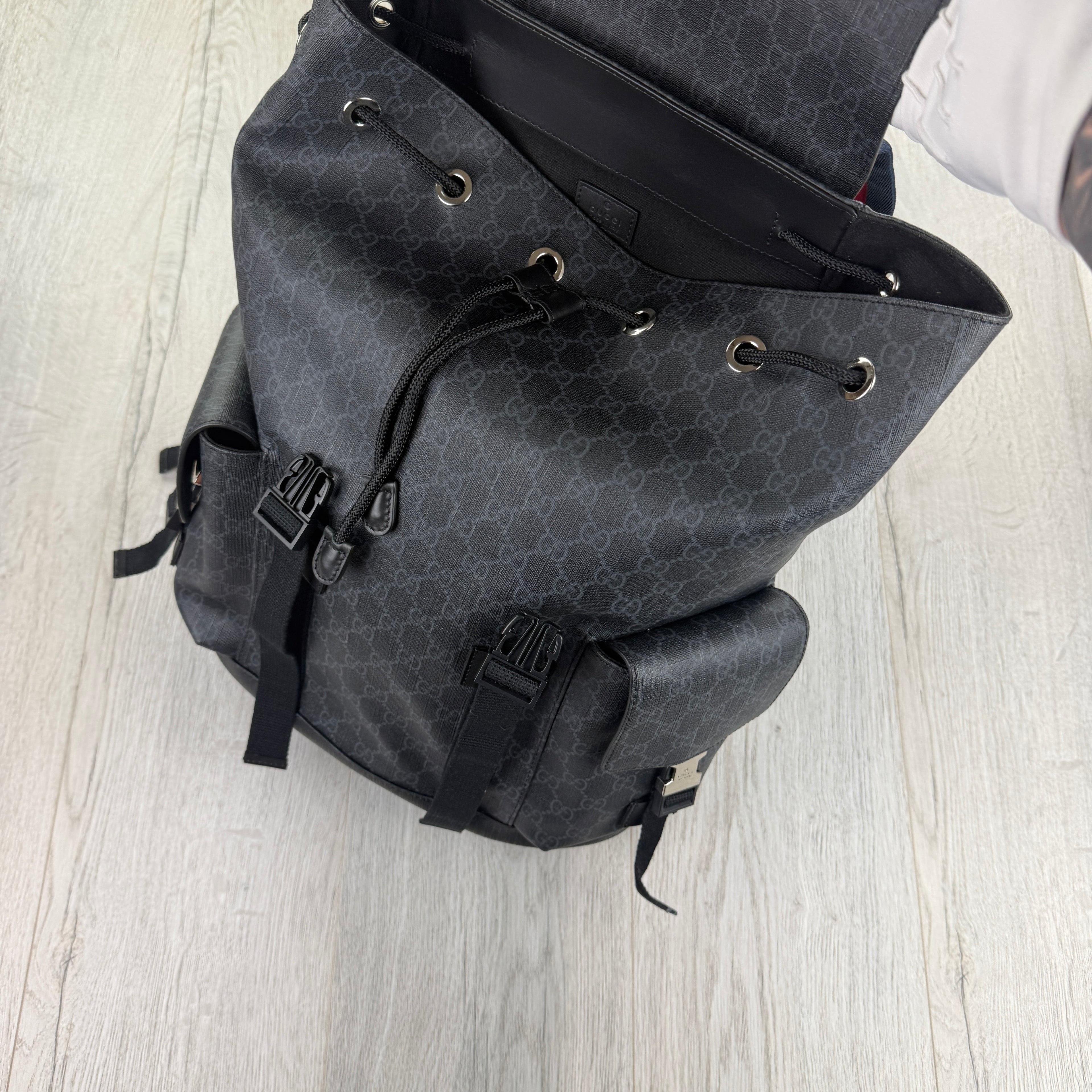Gucci Mens GG Supreme Web Backpack