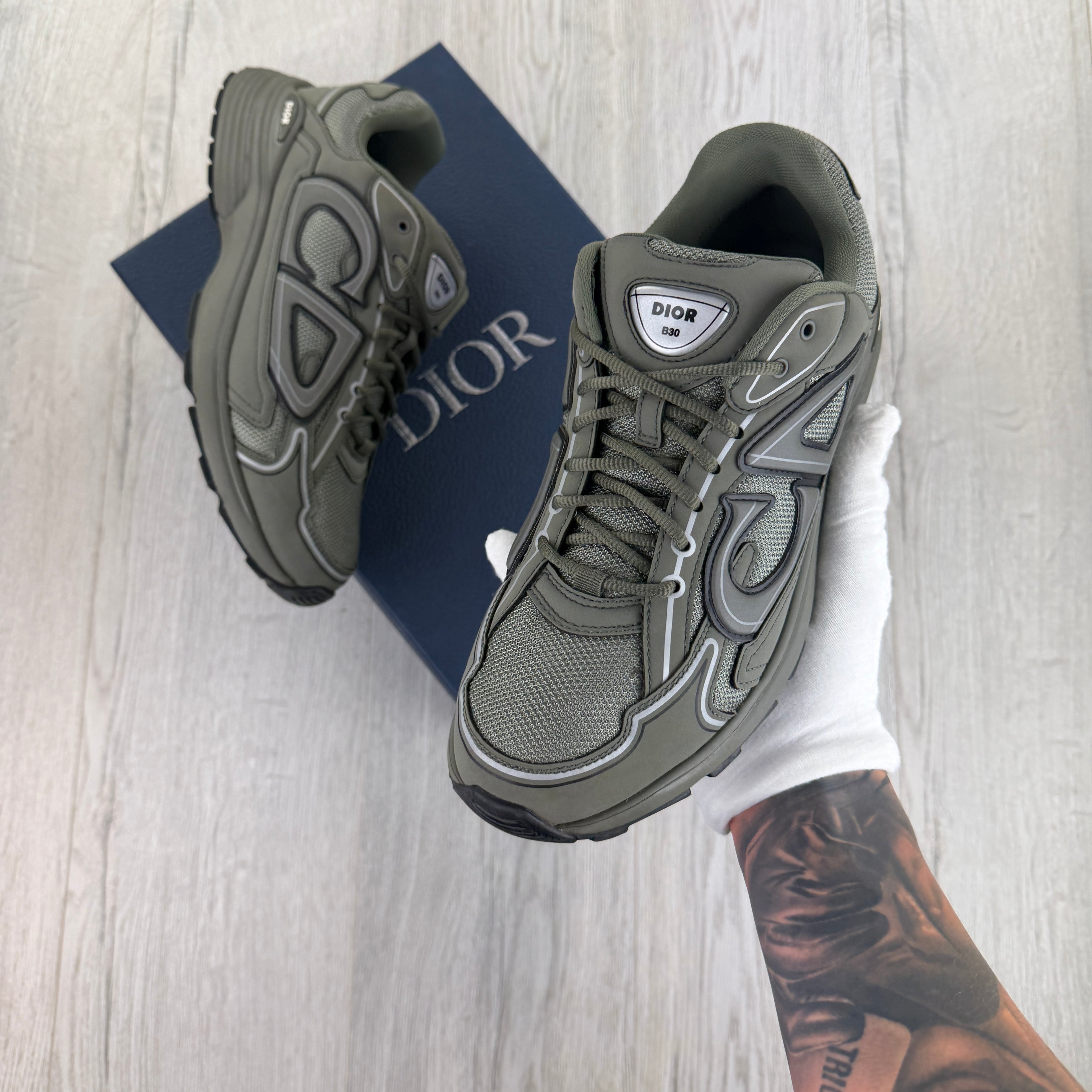 Dior B30 Men’s Khaki CD Mesh Trainers - 45 (Fit Uk 11)