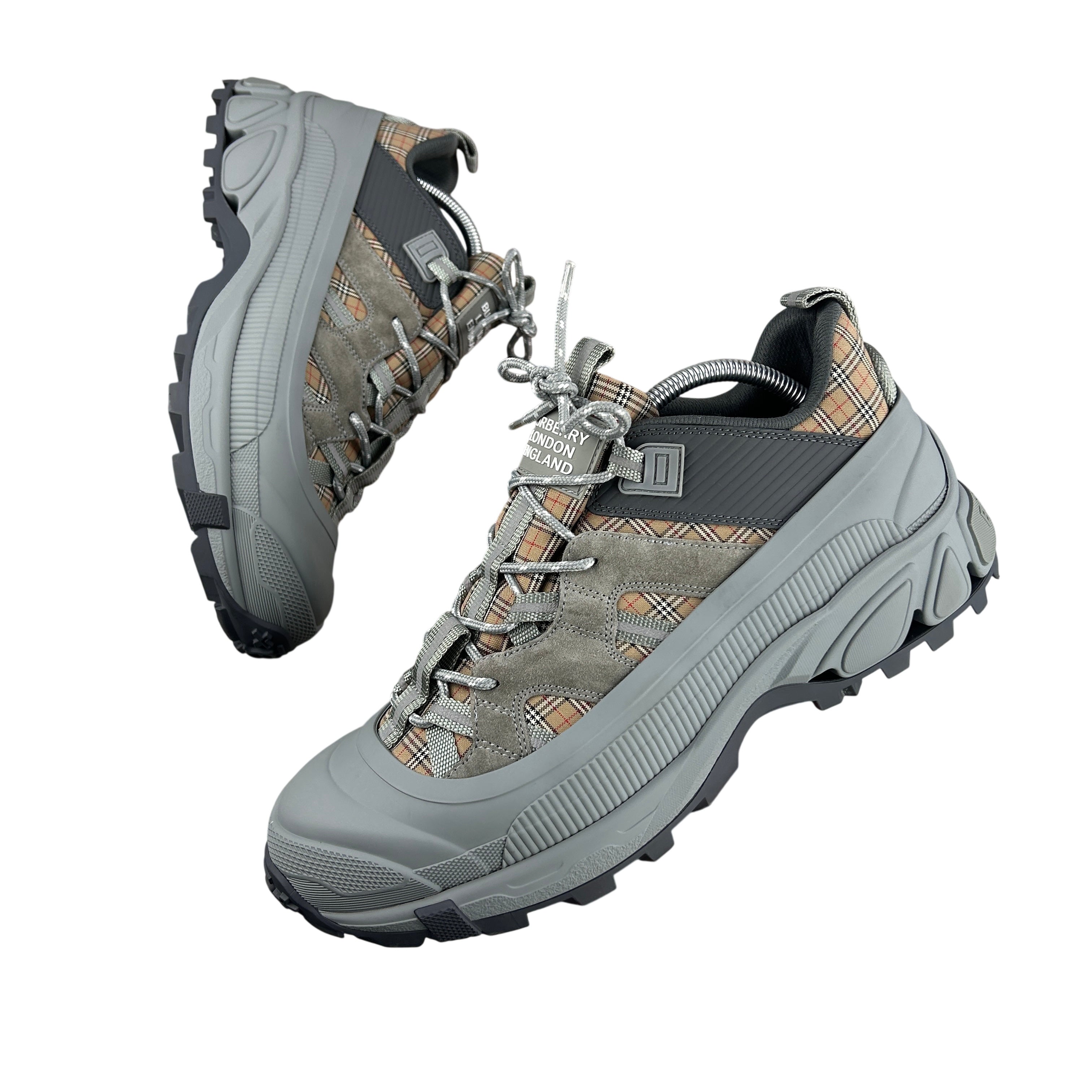 Burberry Men’s Grey Check Arthur Trainers - Uk 10