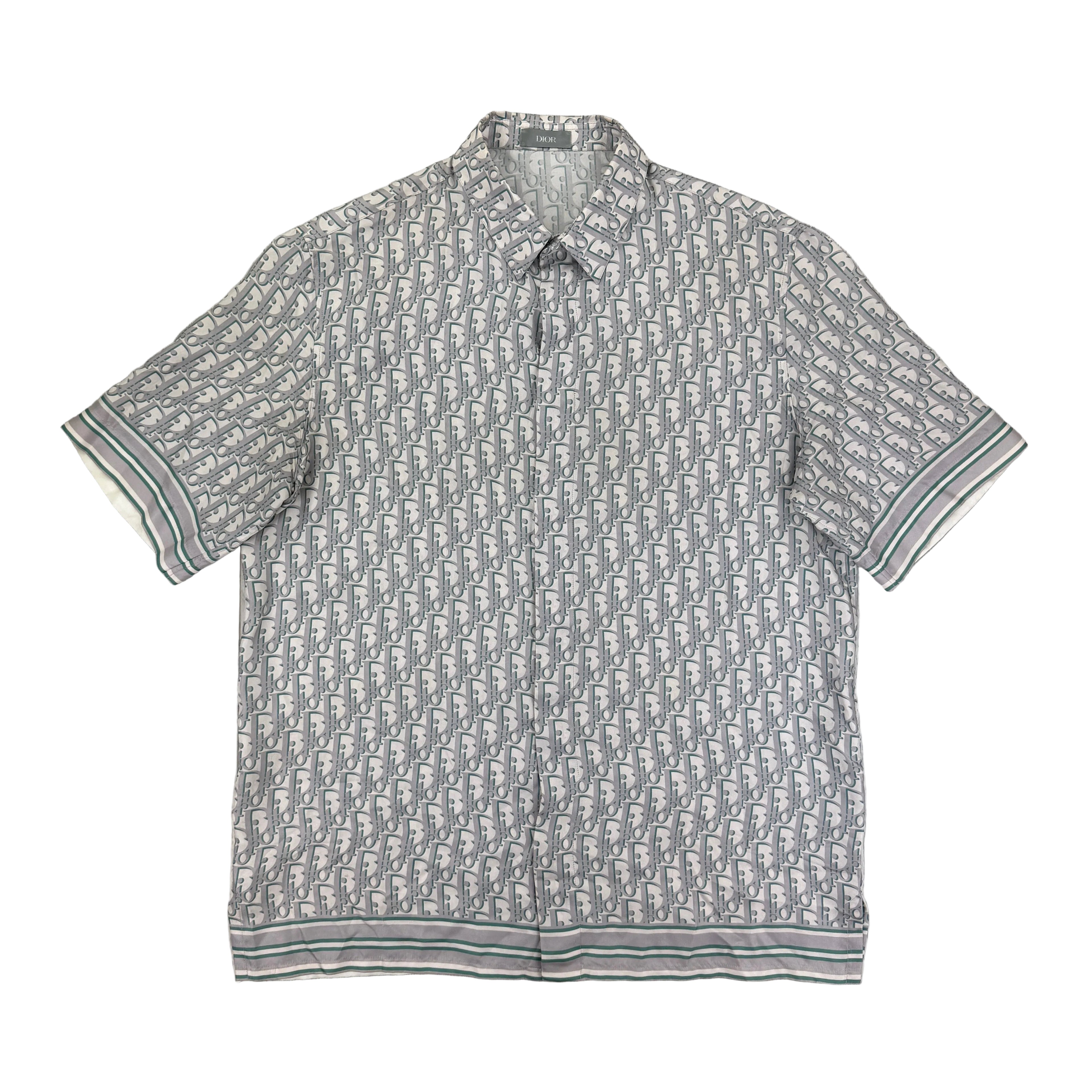 Dior Oblique Men’s Button-up Short Sleeve Silk Shirt - 38 (Fit Small/Medium)