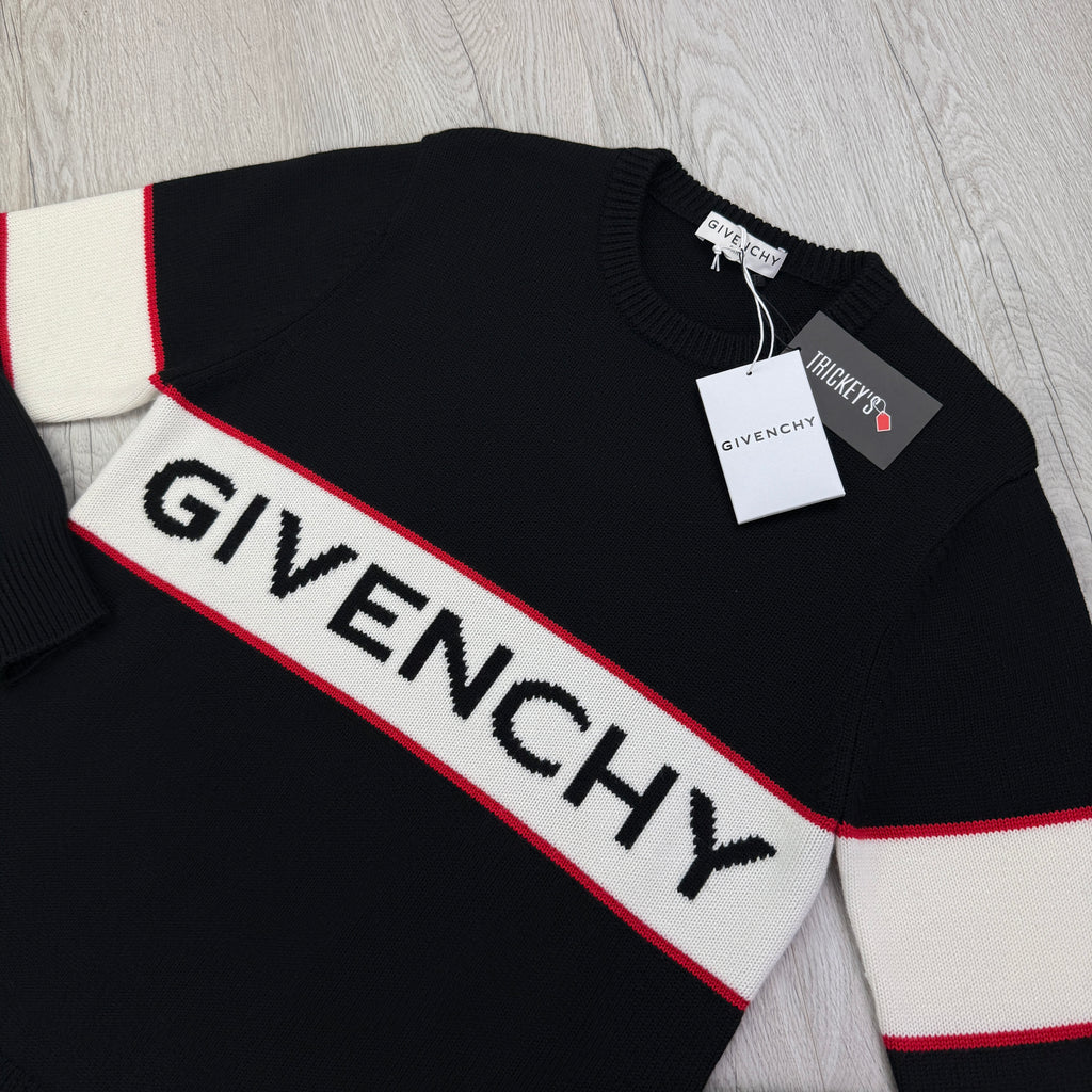 Givenchy Men’s Logo Stripe Crewneck Black Jumper