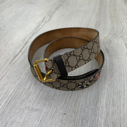 Gucci Men’s Black GG Supreme Kingsnake Belt - 90 (Uk 28-34)