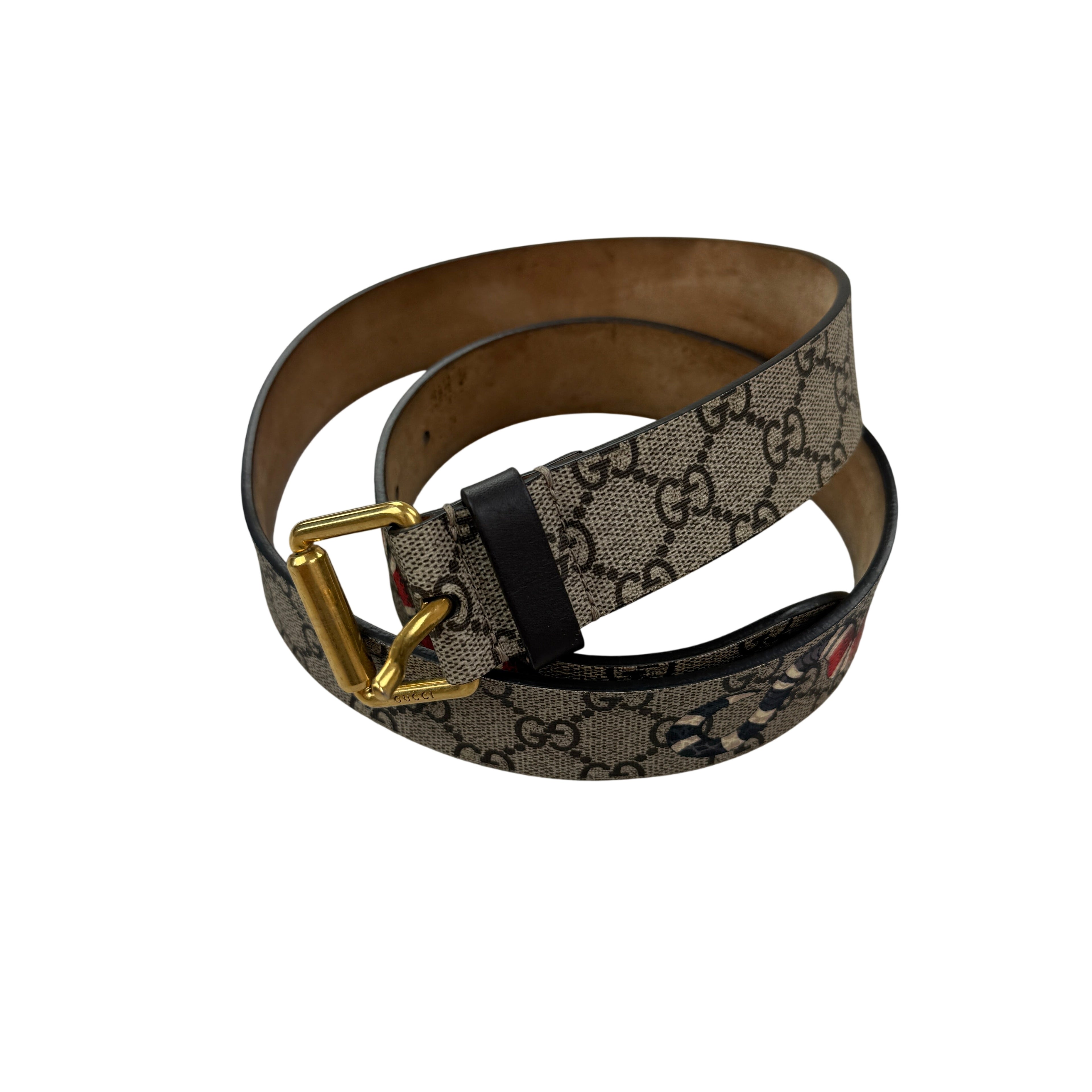 Gucci Men’s Black GG Supreme Kingsnake Belt - 90 (Uk 28-34)