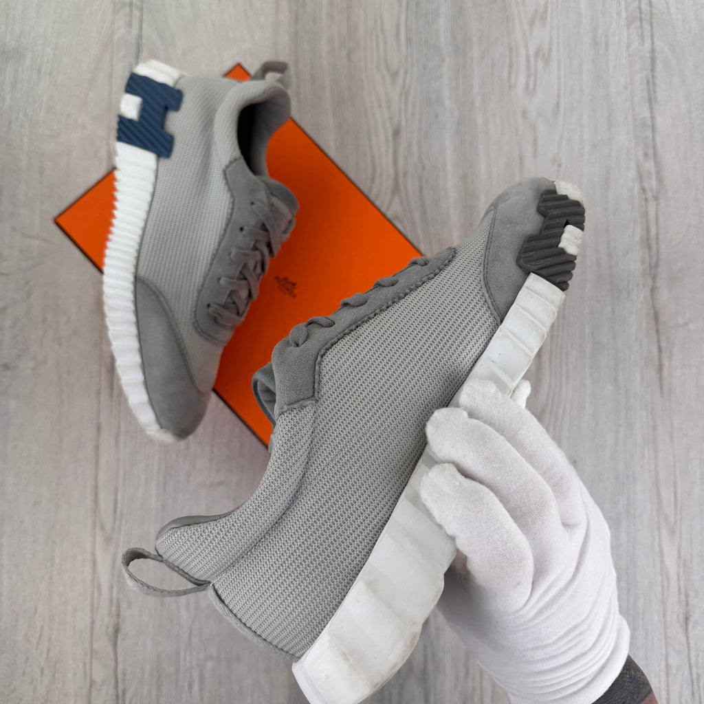 Hermes Men’s Grey Suede Bouncing Sneakers - Uk 8