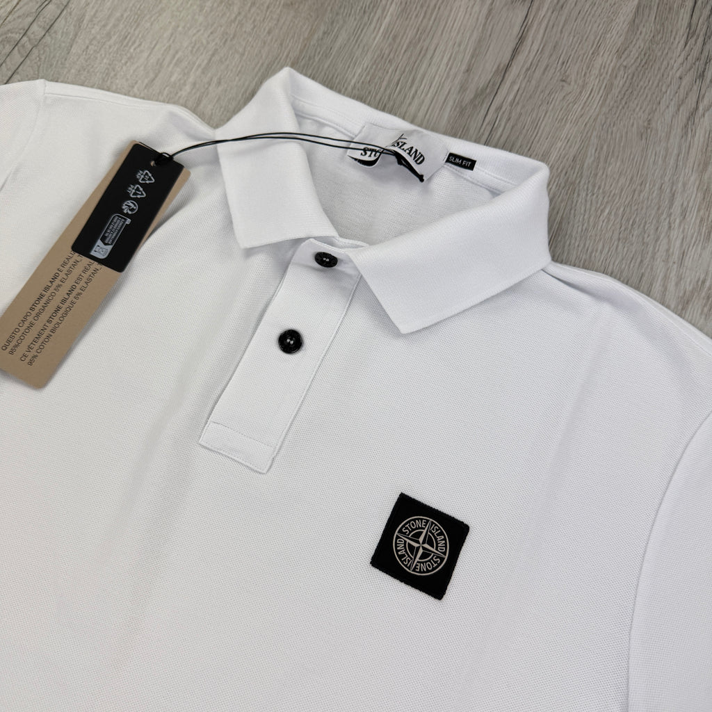 Stone Island Men’s White Short-sleeve Polo - Large