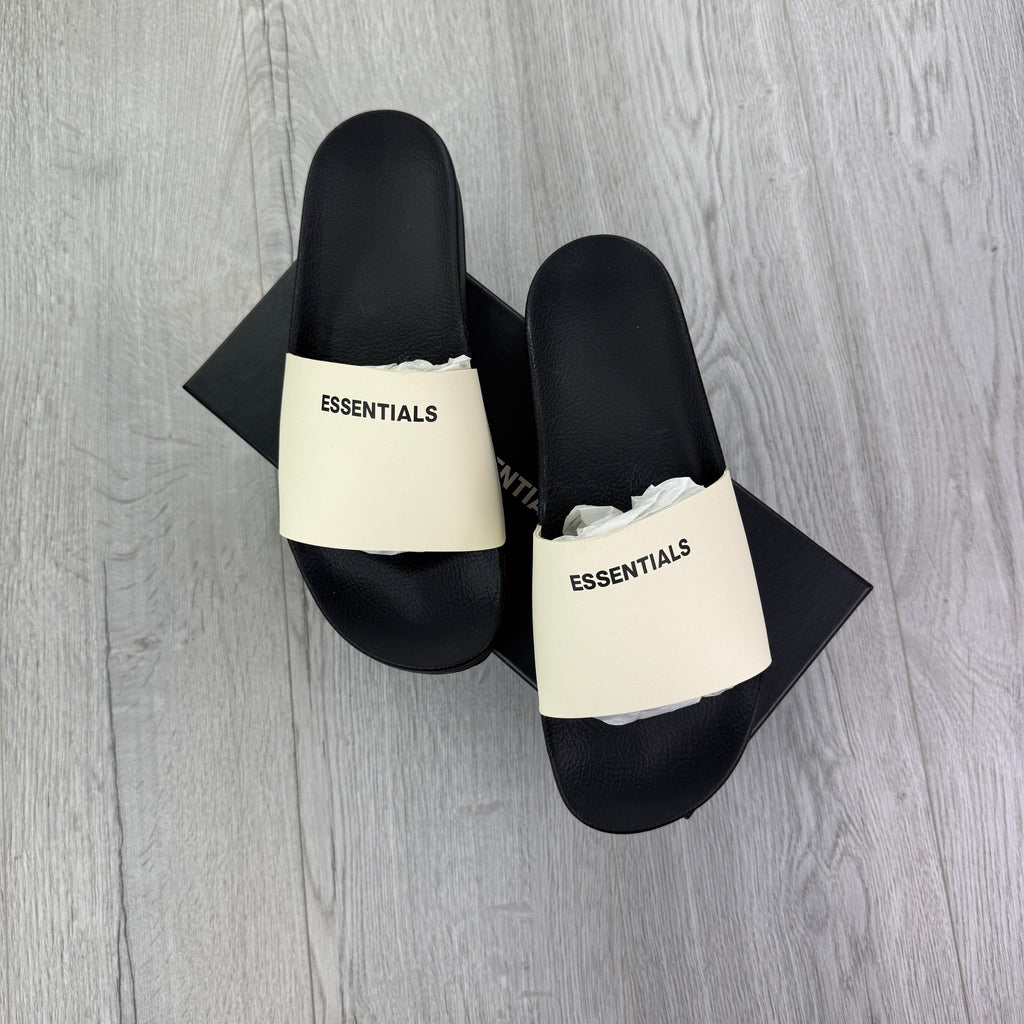 Essentials Men’s Black & Beige Sliders