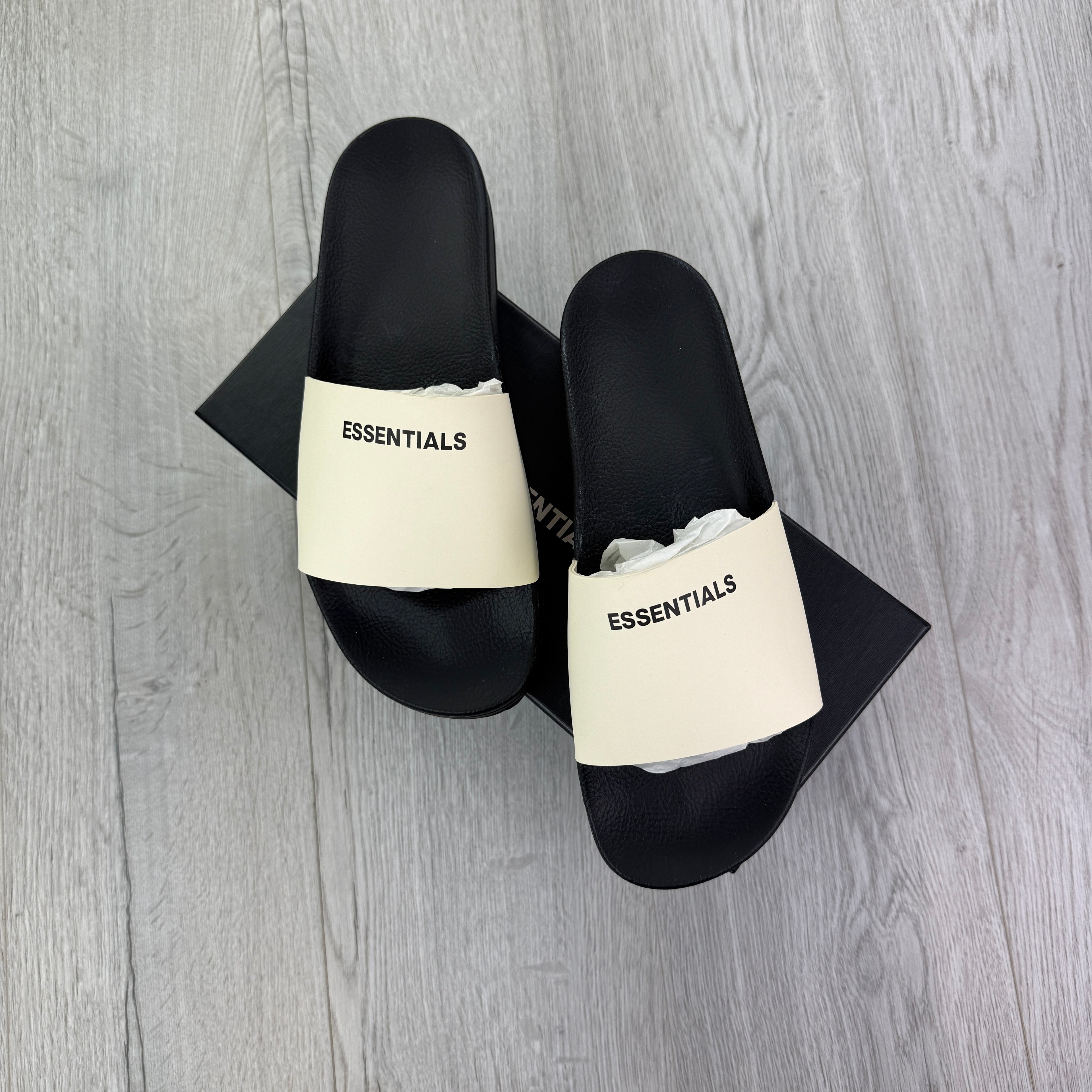 Essentials Men’s Black & Beige Sliders
