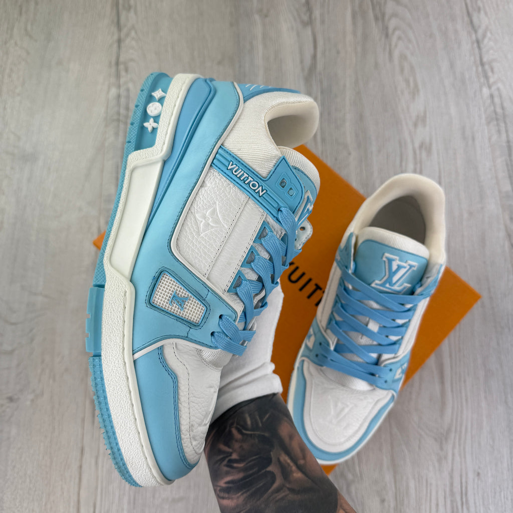 Louis Vuitton Men’s Blue & White Low Trainers - Uk 7 (Fit 7.5)