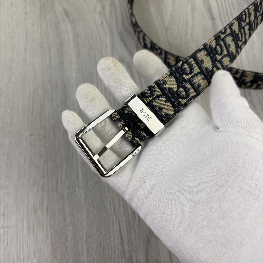 Dior Men’s Oblique Belt With Silver Buckle - 90 (Uk 30 -34)