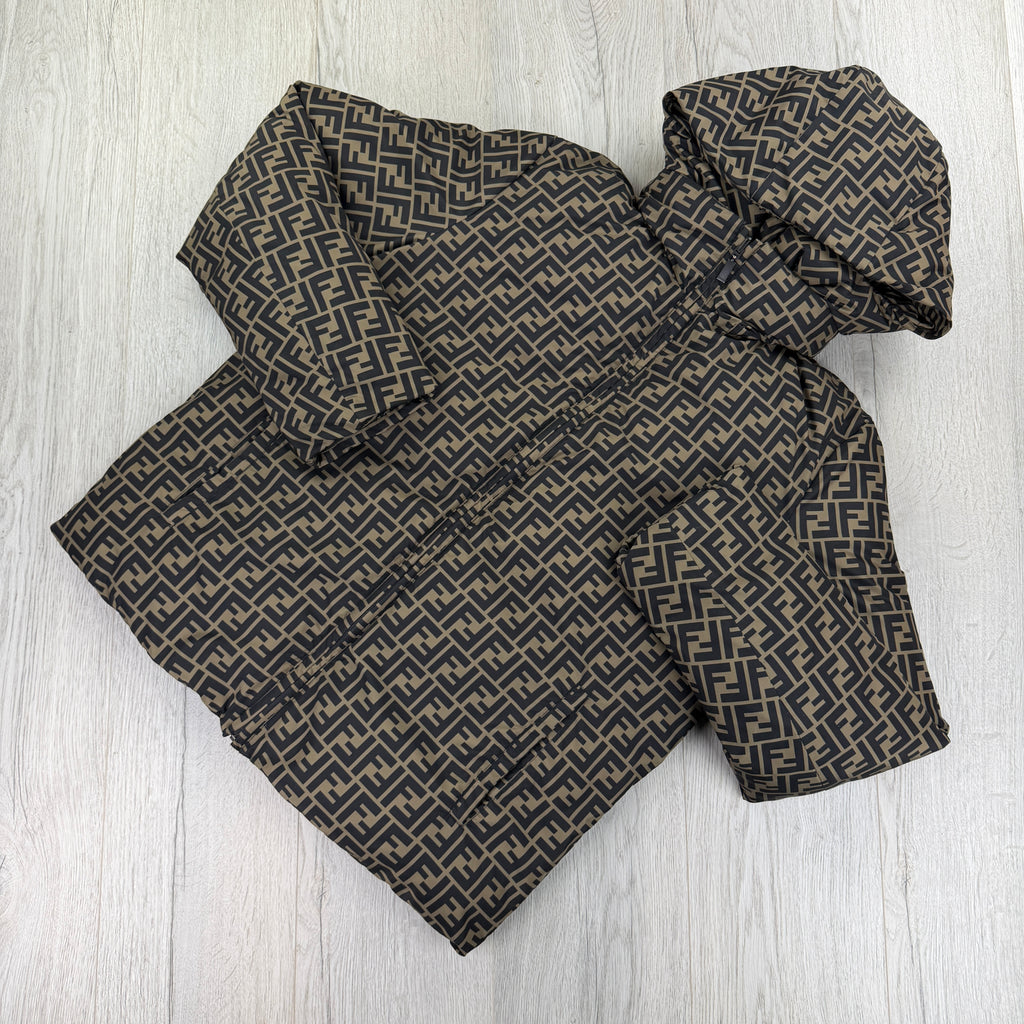 Fendi Men’s Zip-up FF Monogram Reversible Down Jacket - Size 52