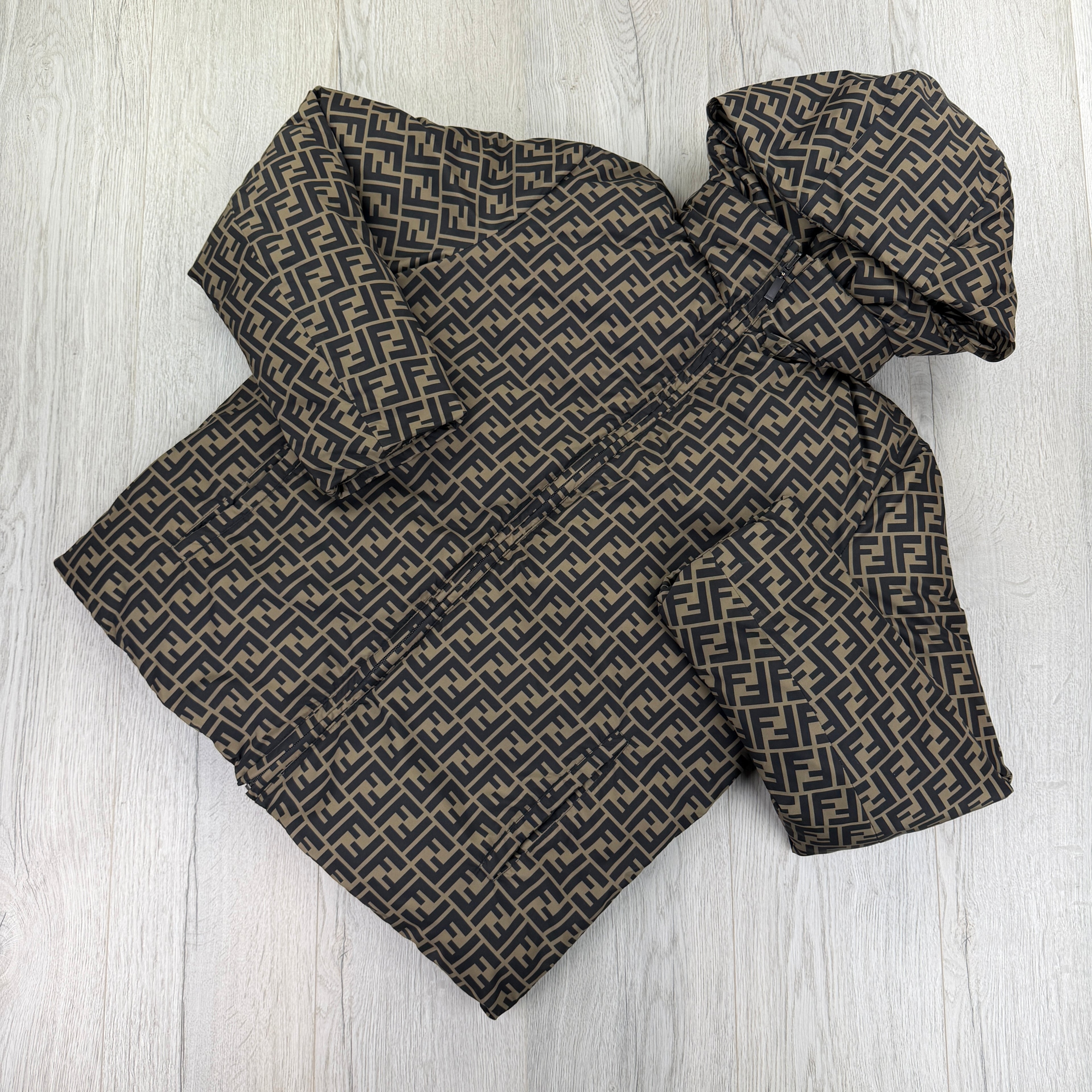 Fendi Men’s Zip-up FF Monogram Reversible Down Jacket - Size 52