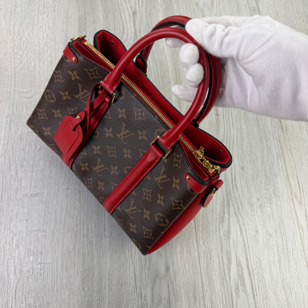Louis Vuitton Women’s Soufflot Tote BB Brown/Red Canvas/Leather