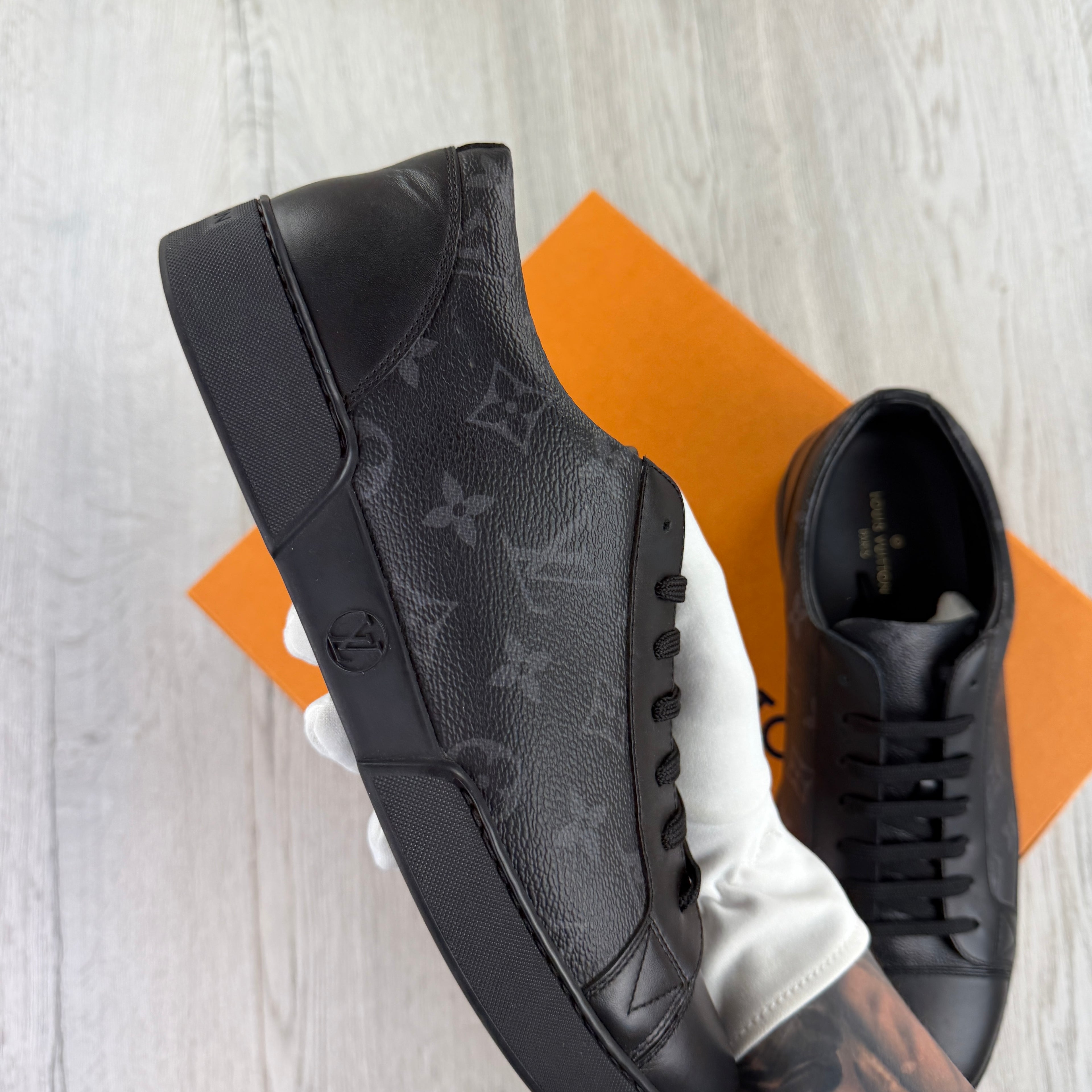 Louis Vuitton Men’s Black Damier Low Trainers - Uk 8 (Fit 8.5)