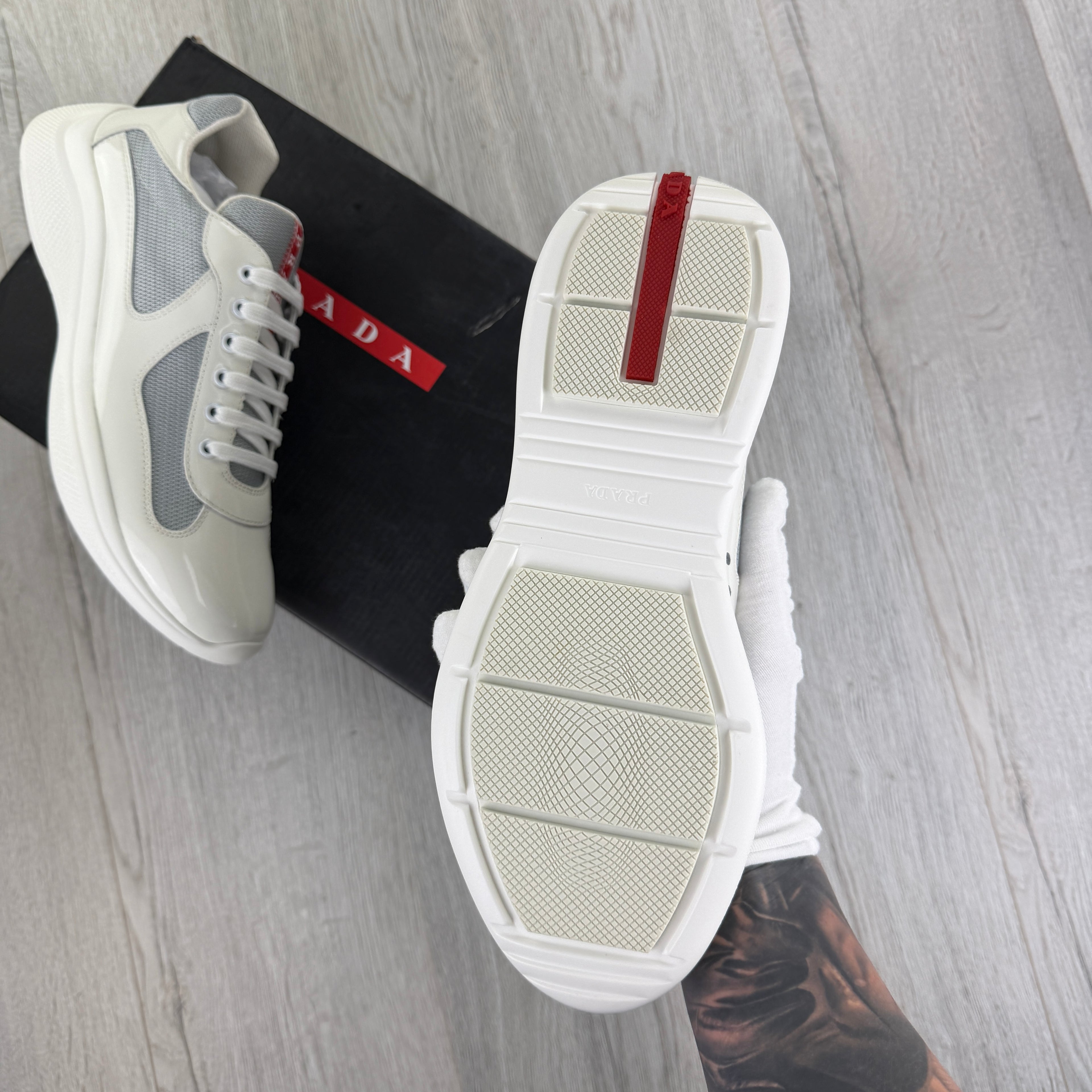 Prada Cups Men’s White Trainers - Uk 11