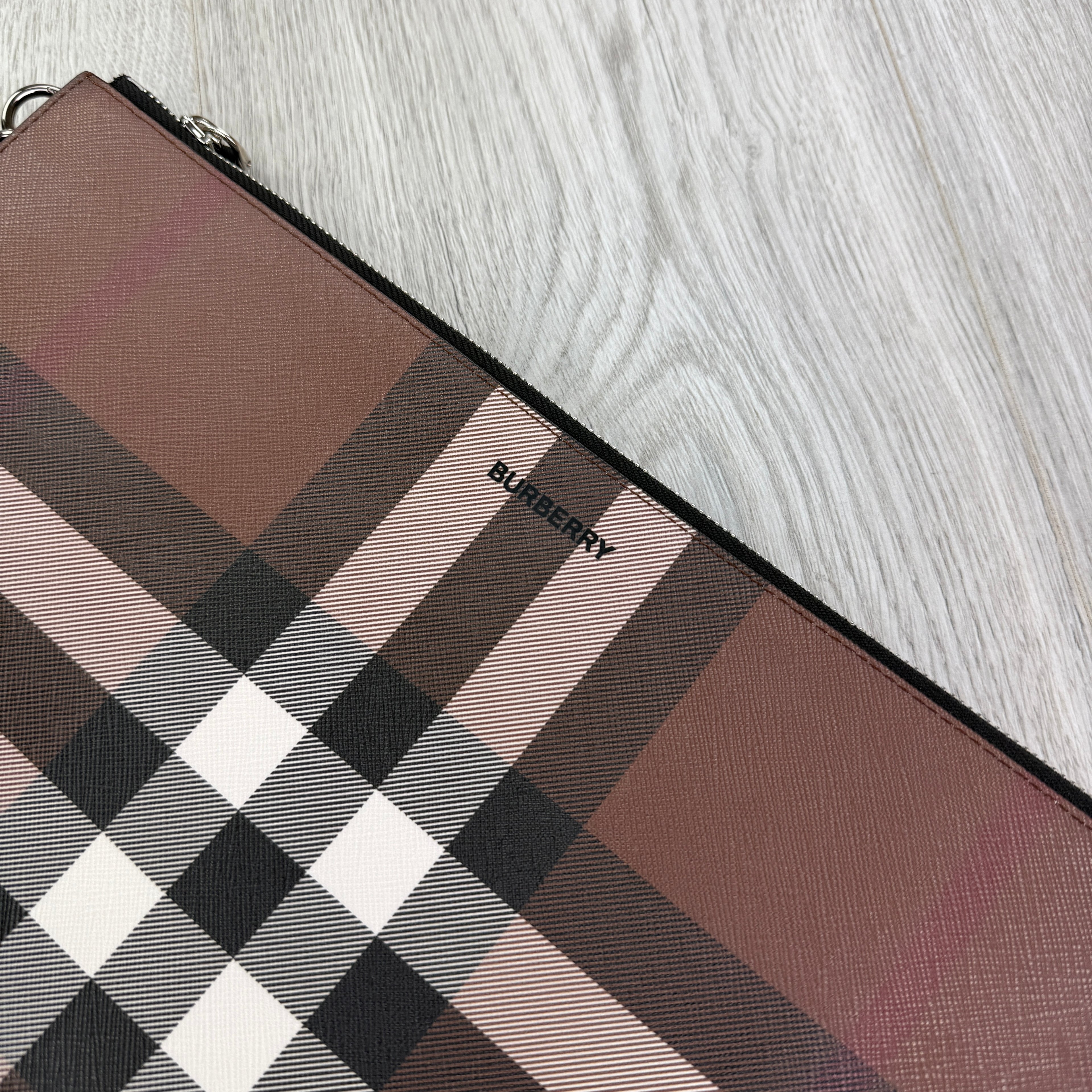 Burberry Men’s Brown Zip-up Clutch Bag / Pouch