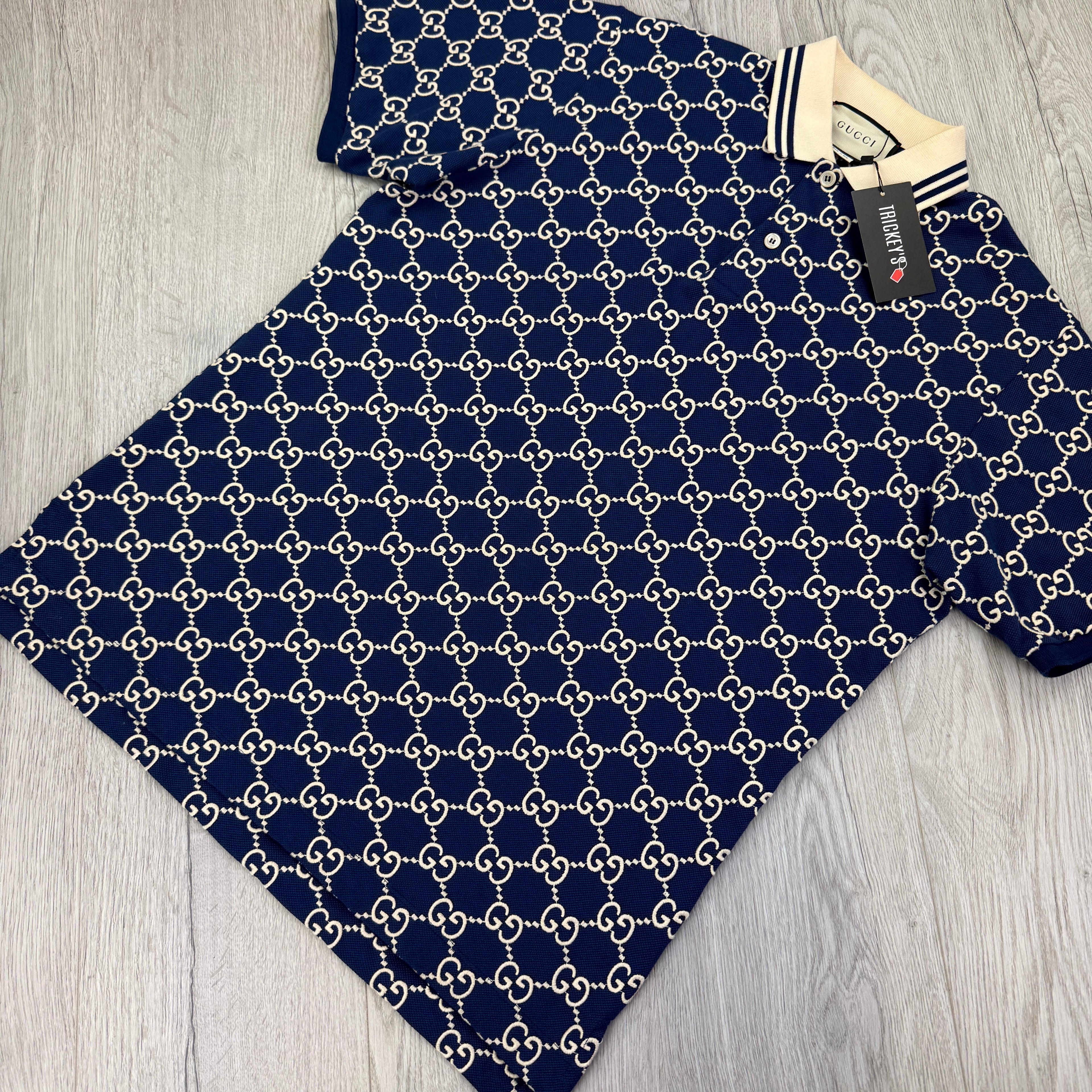 Gucci Men’s Navy GG Interlocking Polo Shirt