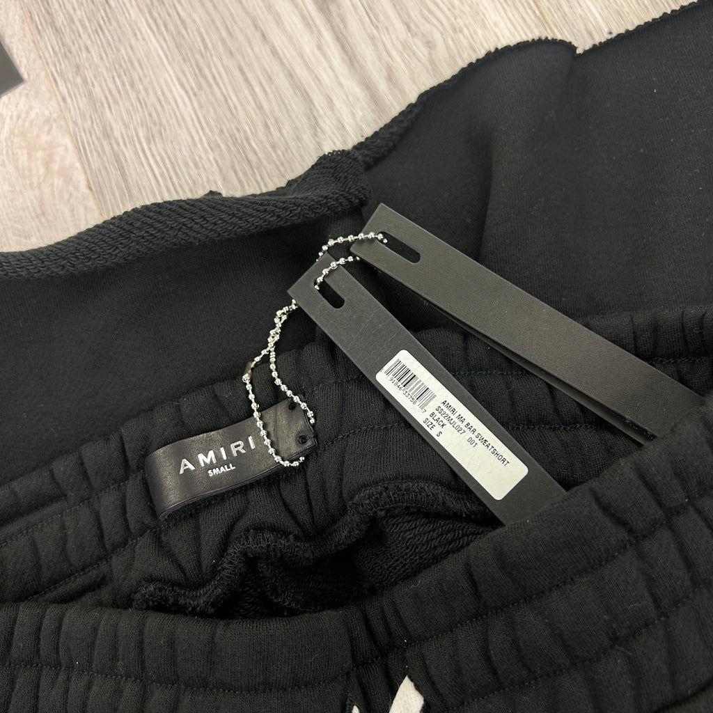 Amiri Men’s Black Cotten Logo Printed Drawstring Shorts