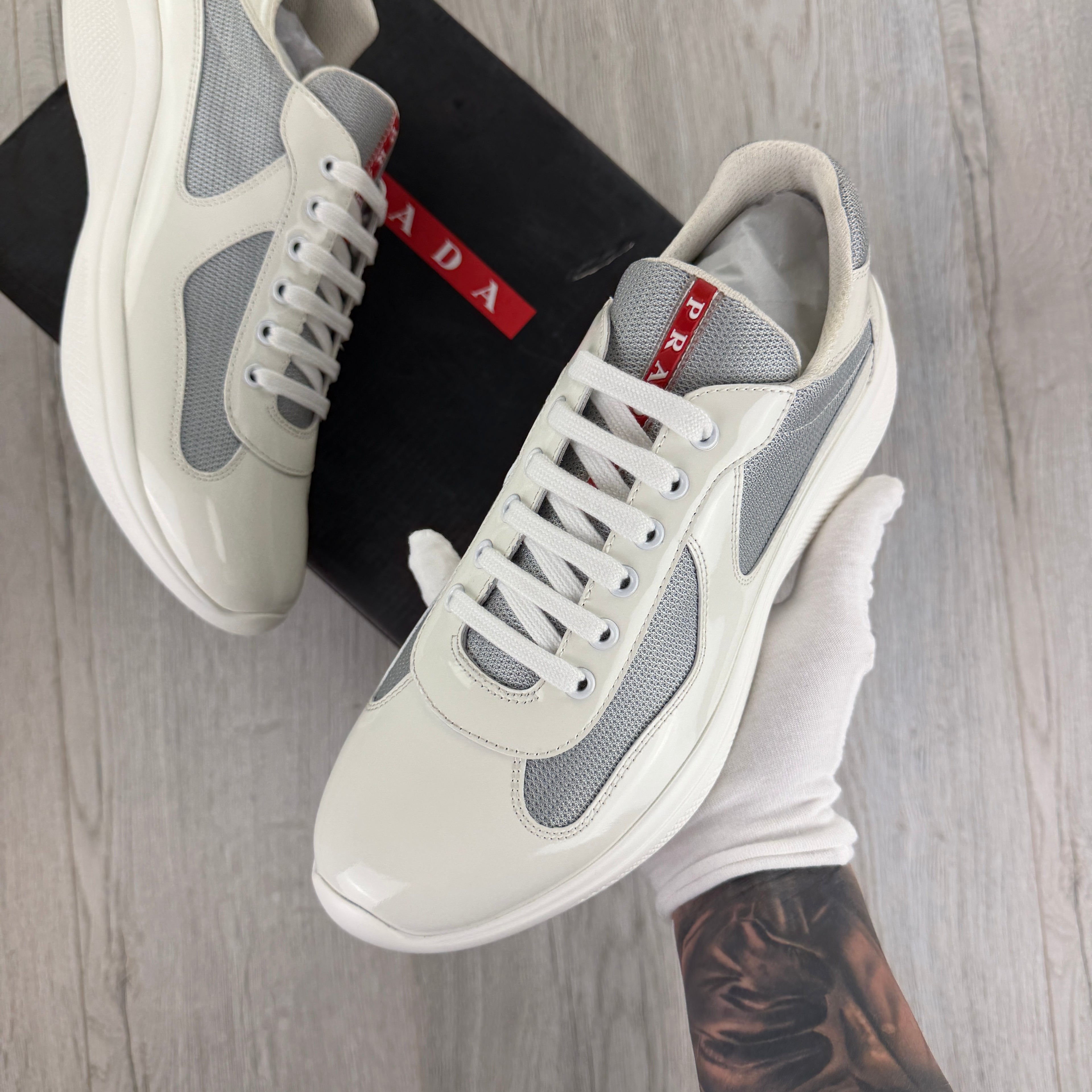 Prada Cups Men’s White Trainers - Uk 11