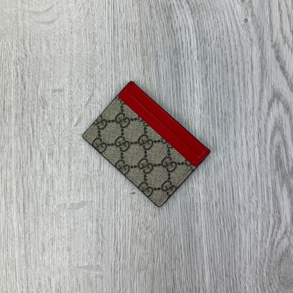 Gucci GG Interlocking Beige Card Holder Red Edition