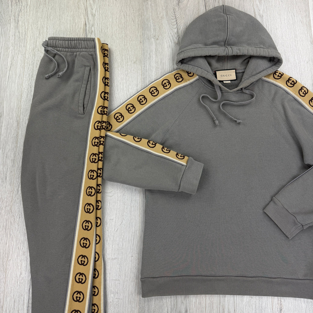 Gucci Men’s Grey Cotten Jersey Full Tracksuit - Medium